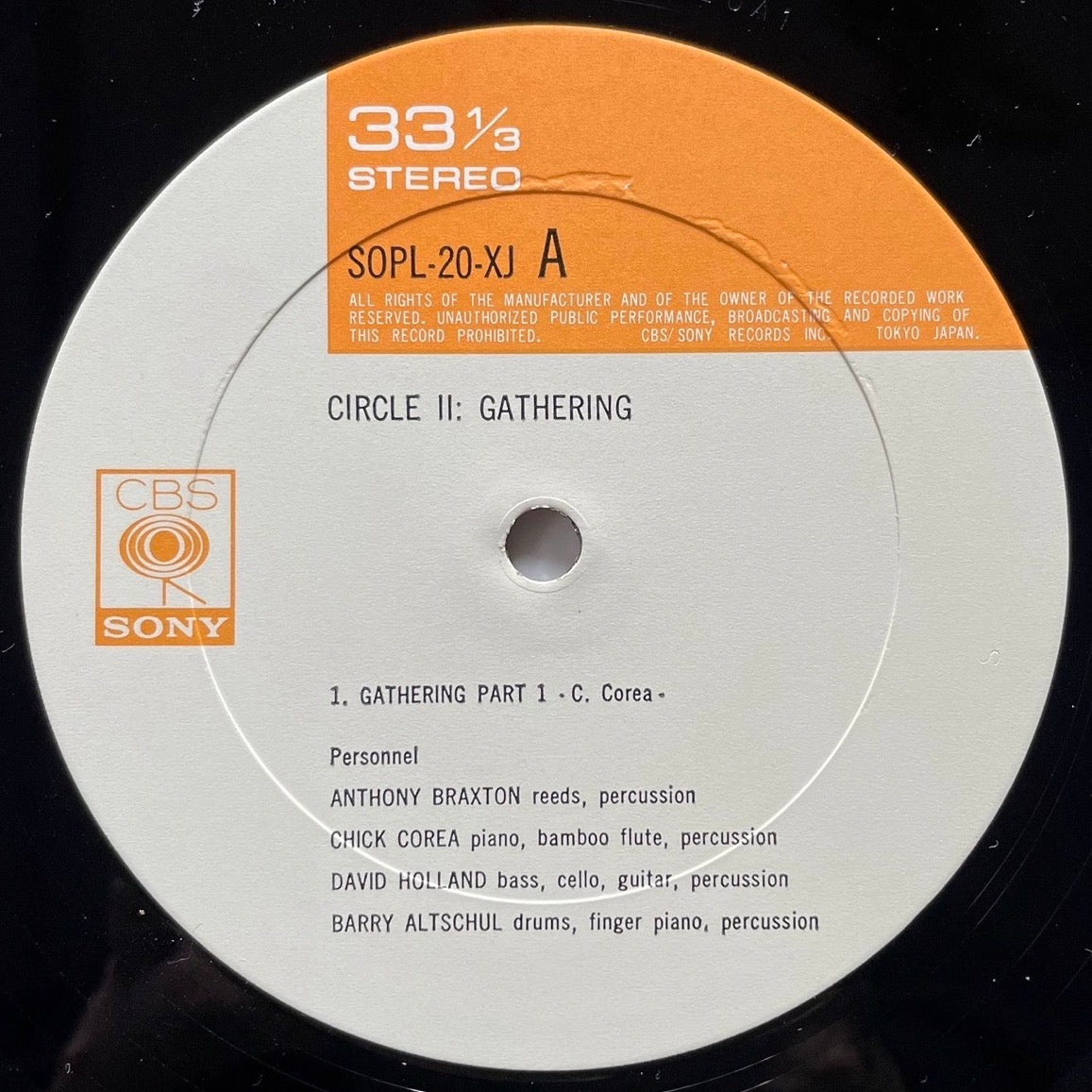 CHICK COREA - ATHONY BRAXTON / CIRCLE-2: GATHERING on CBS/SONY - Japan Original LP SOPL-20-XJ