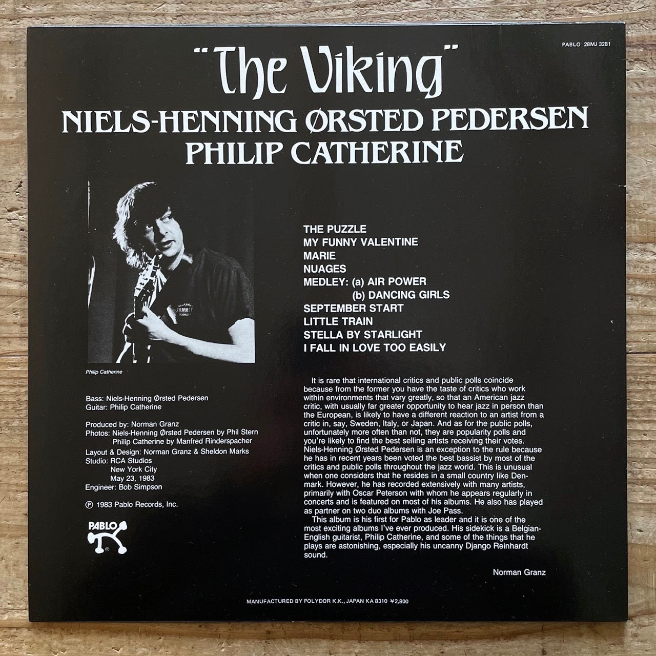 NIELS-HENNING ORSTED PEDERSEN - PHILIP CATHERINE / THE VIKING on Pablo - Japan LP NM 28MJ-3281
