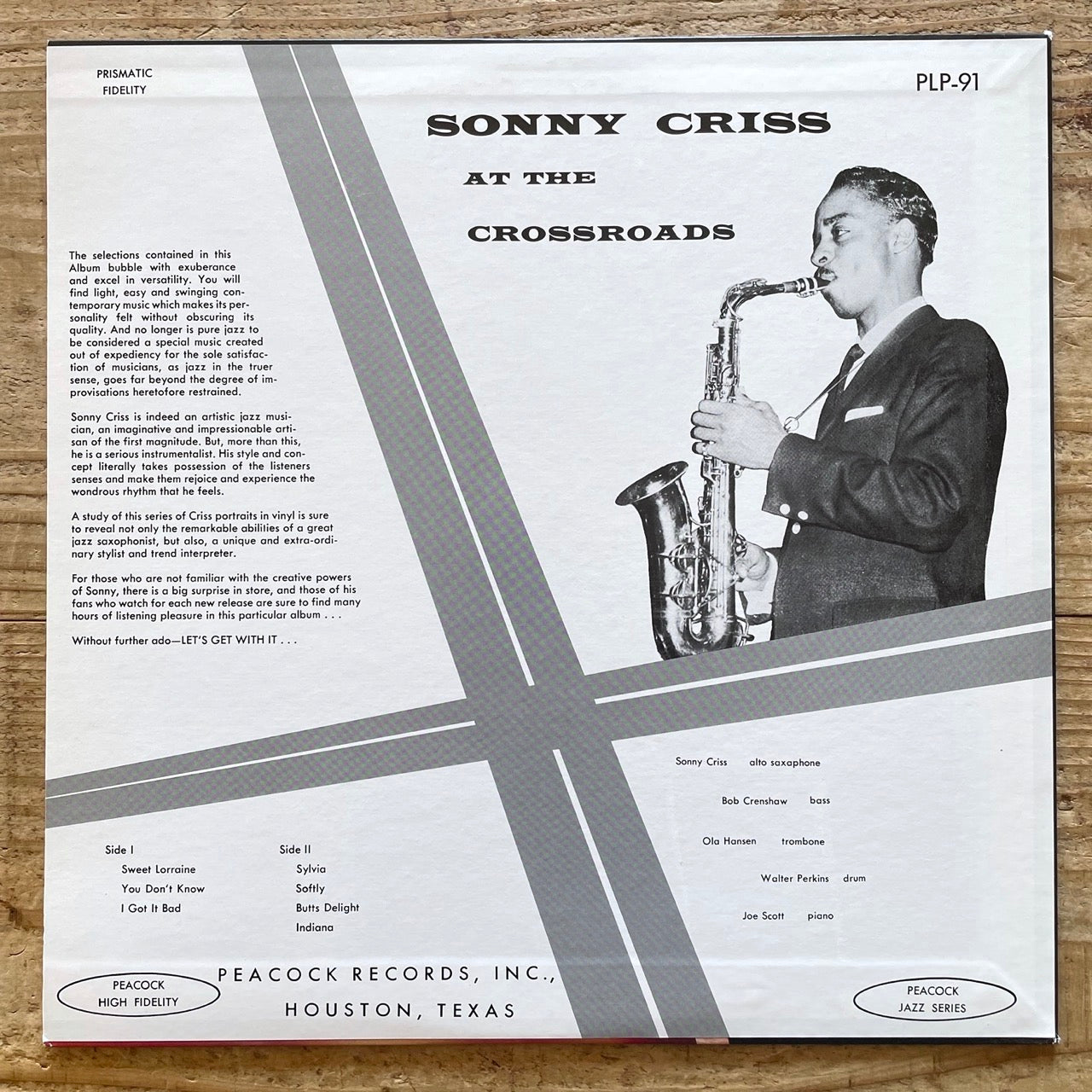 SONNY CRISS AT THE CROSSROADS on Peacock's Progressive Jazz - Japan MONO LP NM MVJJ-30022