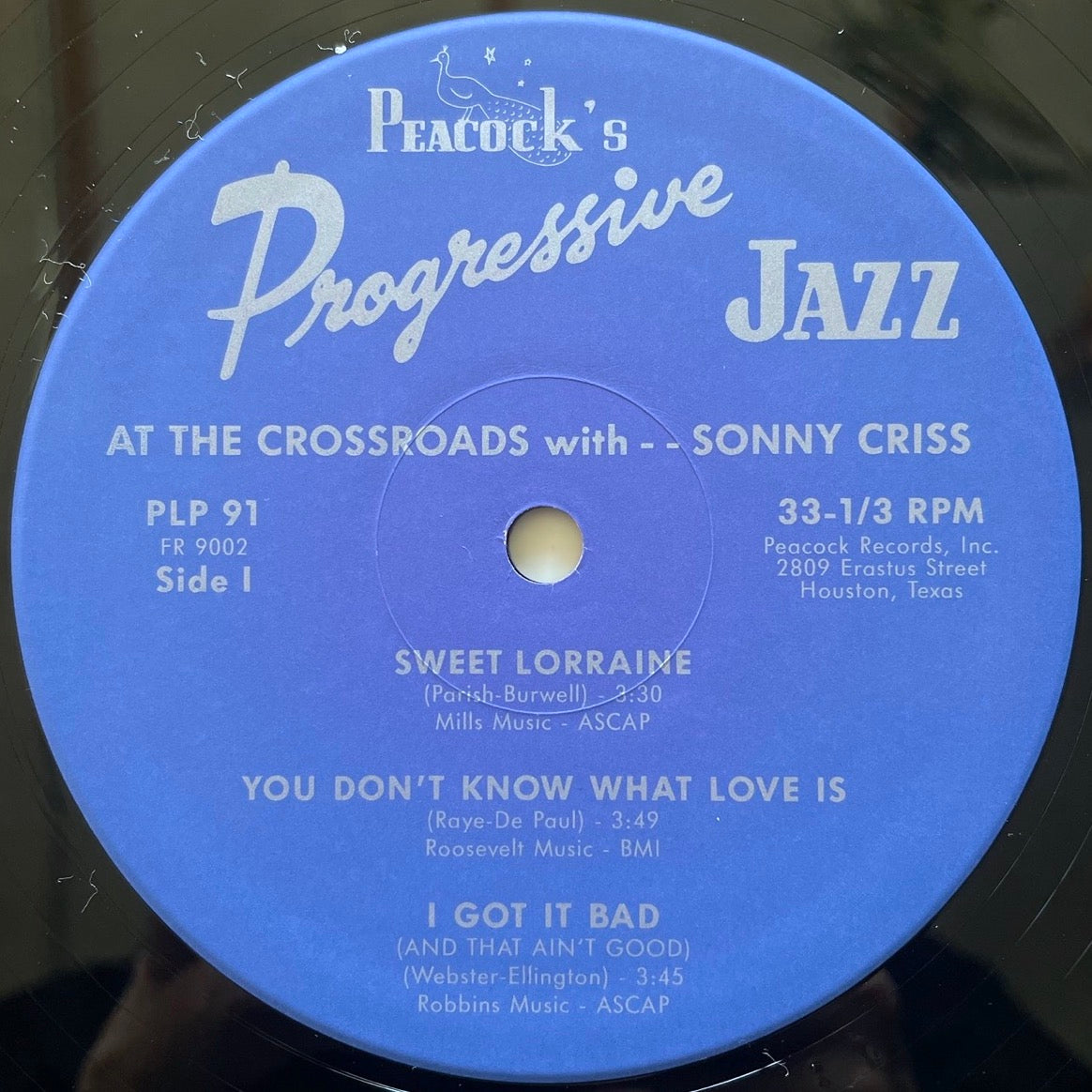 SONNY CRISS AT THE CROSSROADS on Peacock's Progressive Jazz - Japan MONO LP NM MVJJ-30022