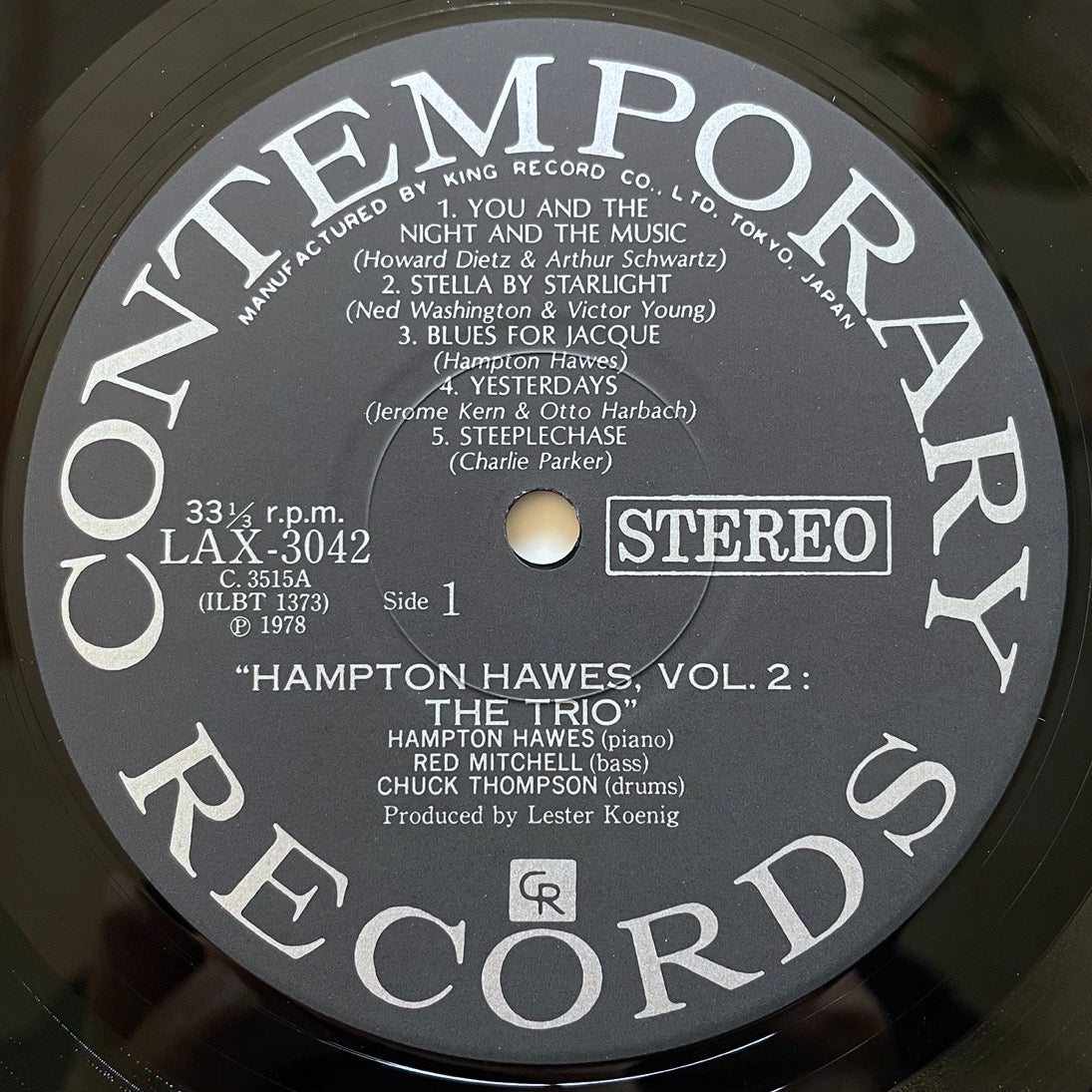 HAMPTON HAWES / THE TRIO: VOL.2 on Contemporary - Japan LP LAX-3042