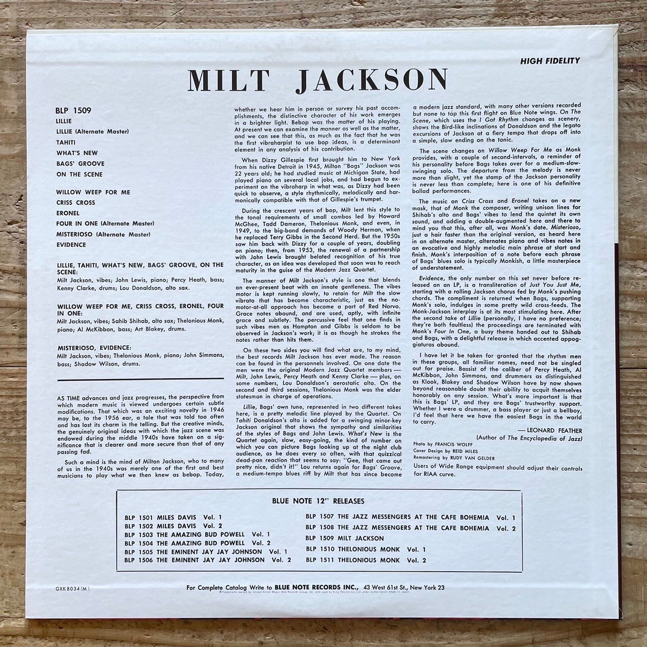 MILT JACKSON on Blue Note BLP1509 - Japan King LP NM GXK-8034