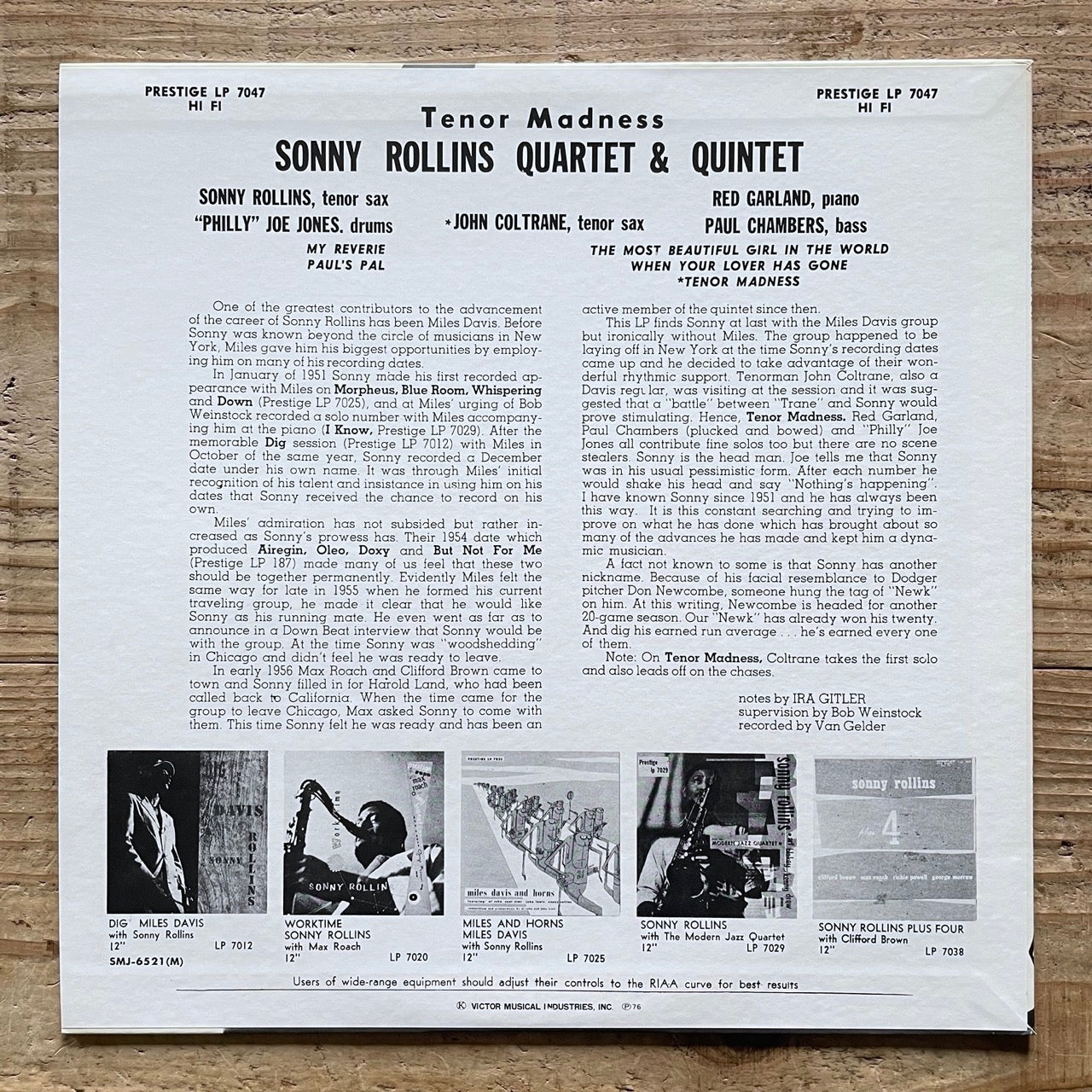 SONNY ROLLINS / TENOR MADNESS on Prestige - Japan MONO LP NM SMJ-6521