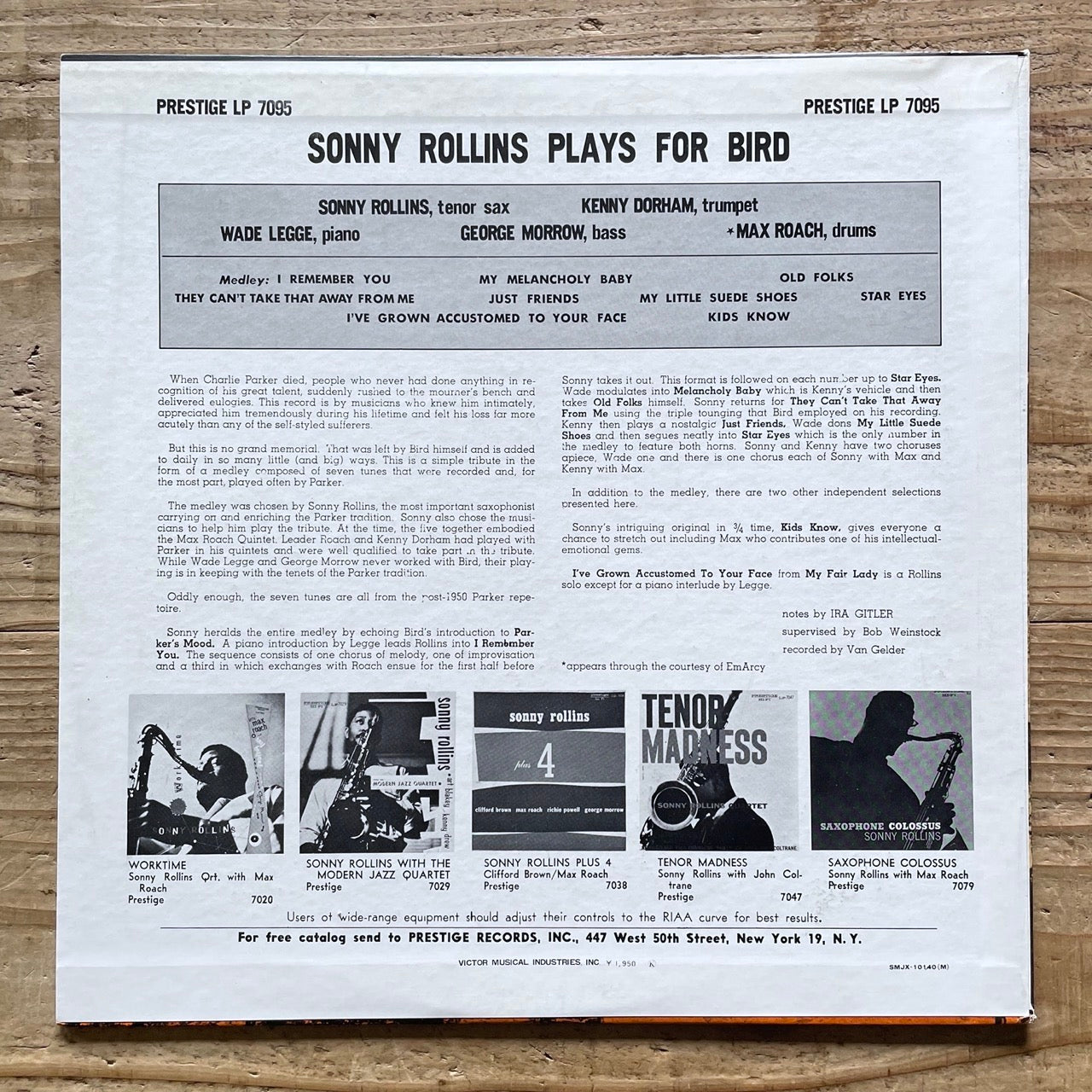 SONNY ROLLINS / PLAYS FOR BIRD on Prestige - Japan MONO LP NM SMJX-10140