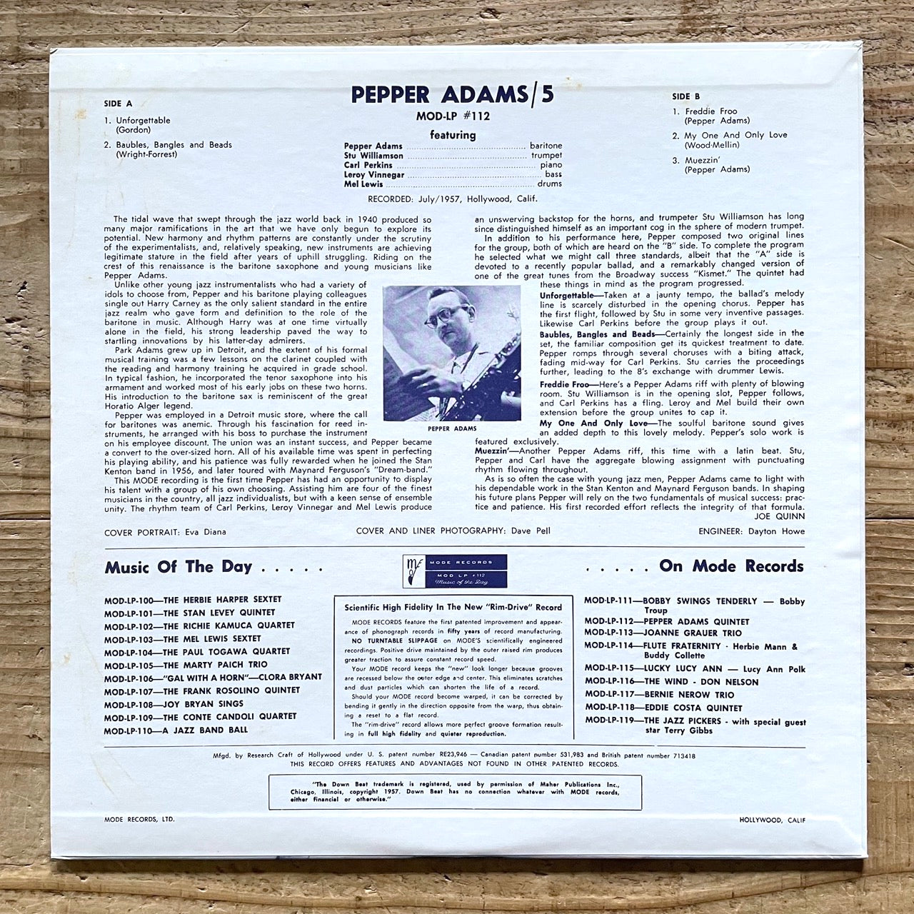 PEPPER ADAMS QUINTET on Mode - Japan Heavy Vinyl LP 35197-28