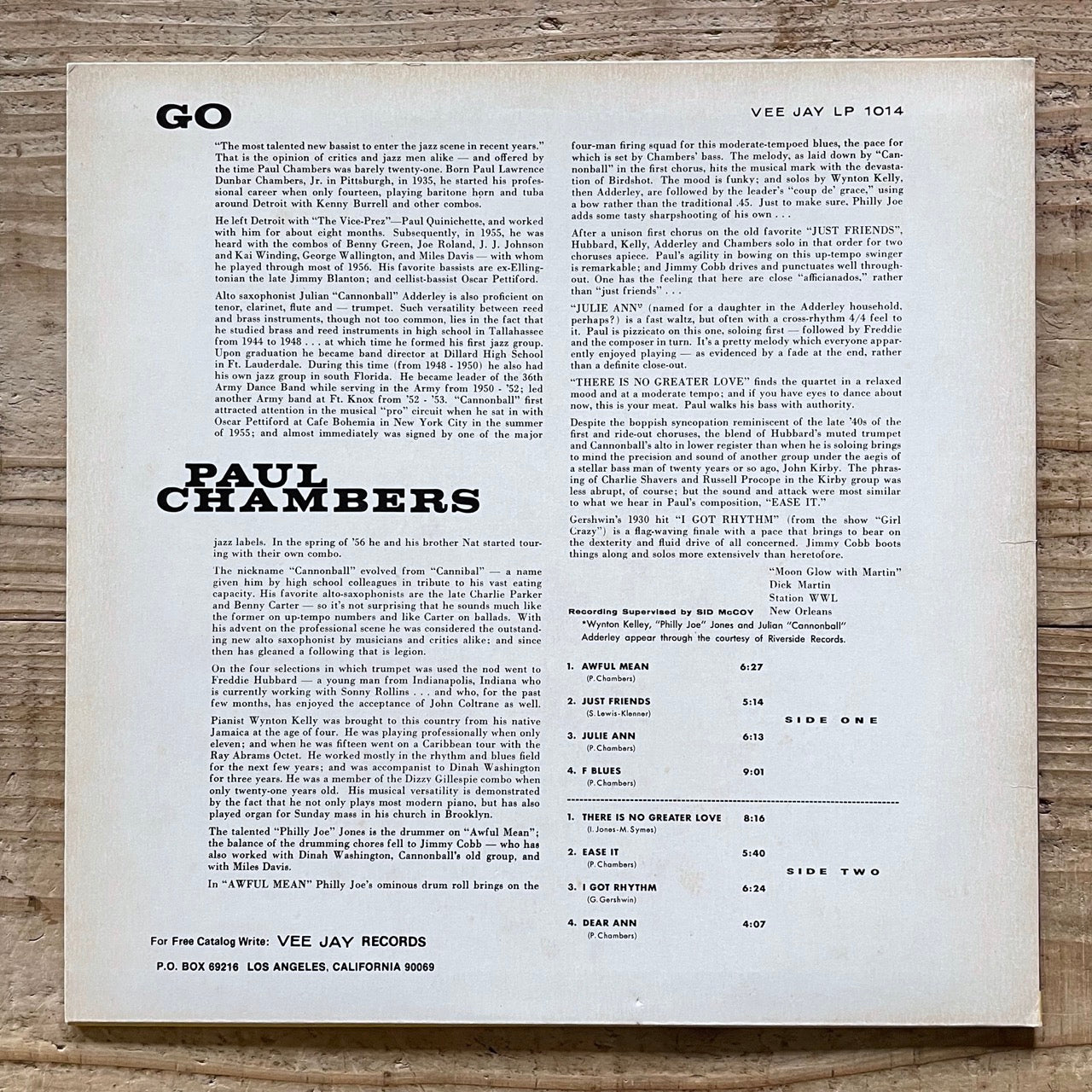 PAUL CHAMBERS / GO on Vee-Jay - Japan LP UXP-81-JY
