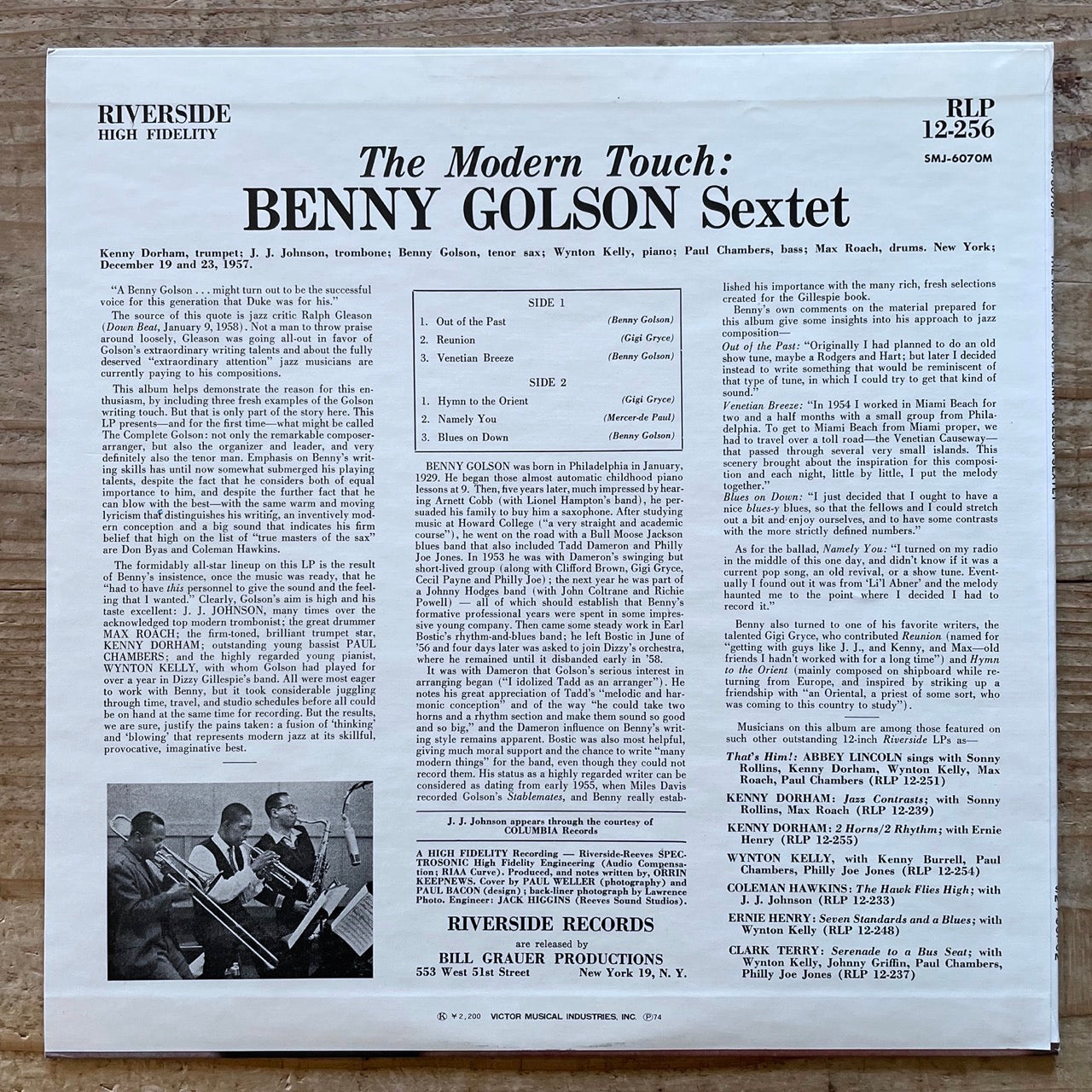 BENNY GOLSON SEXTET / MODERN TOUCH - Japan Riverside LP NM SMJ-6070