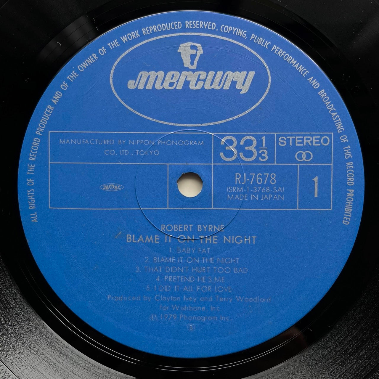 ROBERT BYRNE / BLAME IT ON THE NIGHT - Japan Mercury LP AOR