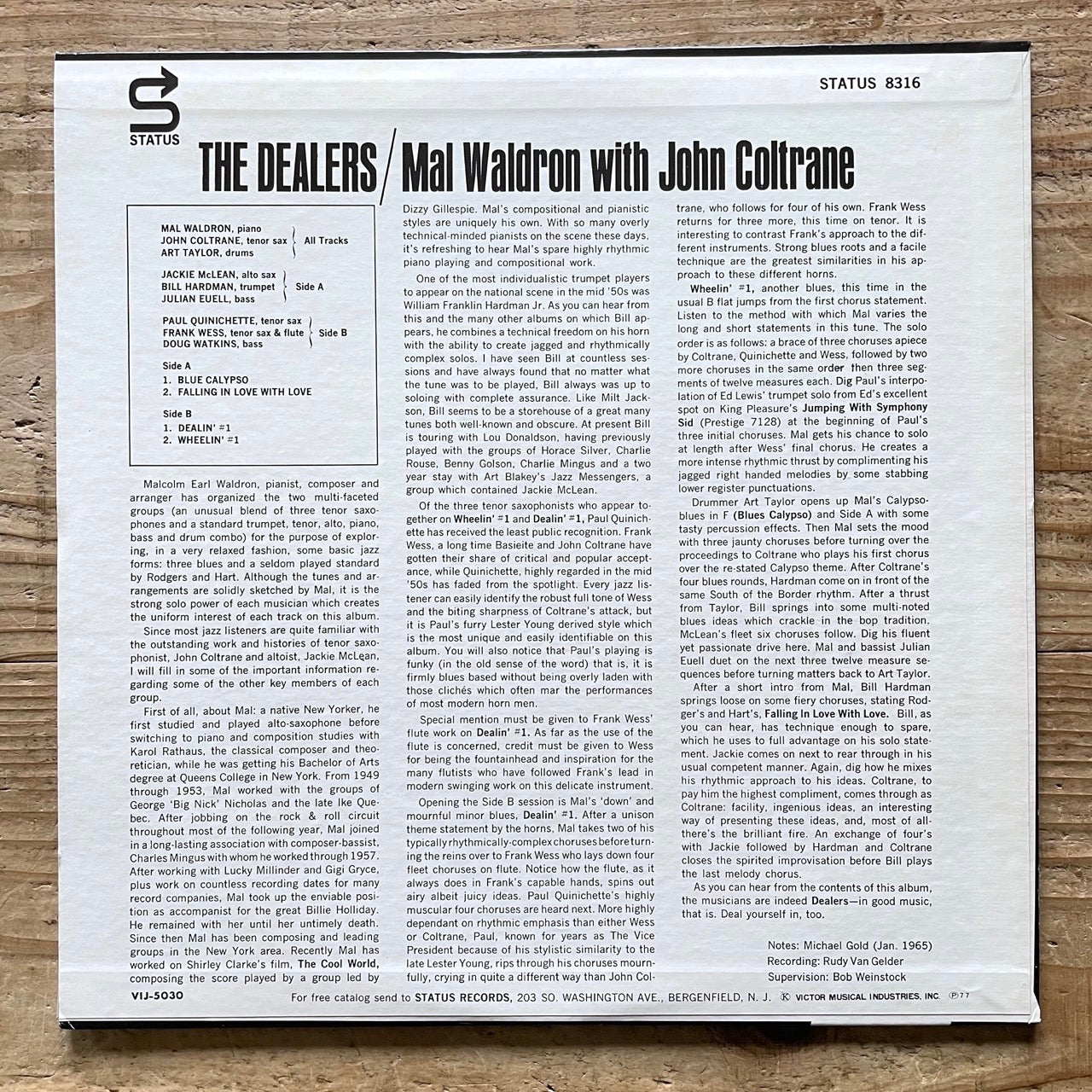 MAL WALDRON with JOHN COLTRANE / THE DEALERS on Status - Japan MONO LP VIJ-5030