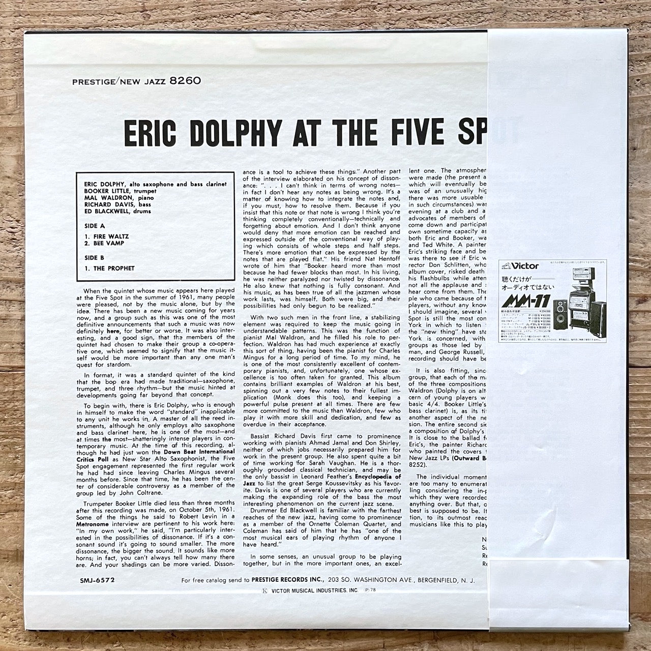 ERIC DOLPHY - BOOKER LITTLE / AT THE FIVE SPOT - Japan Prestige LP obi