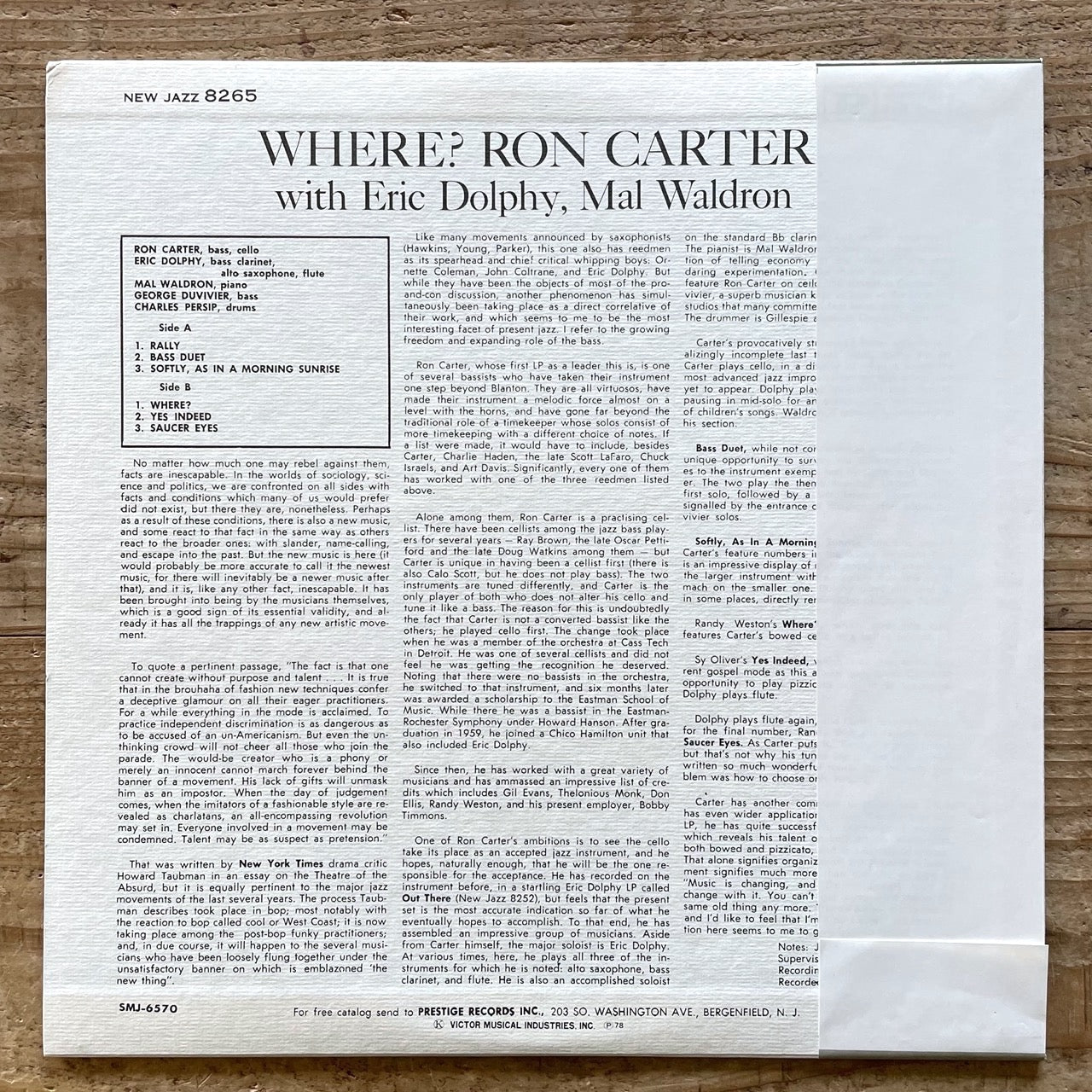 RON CARTER / WHERE? w/Eric Dolphy, Mal Waldron - Japan LP obi