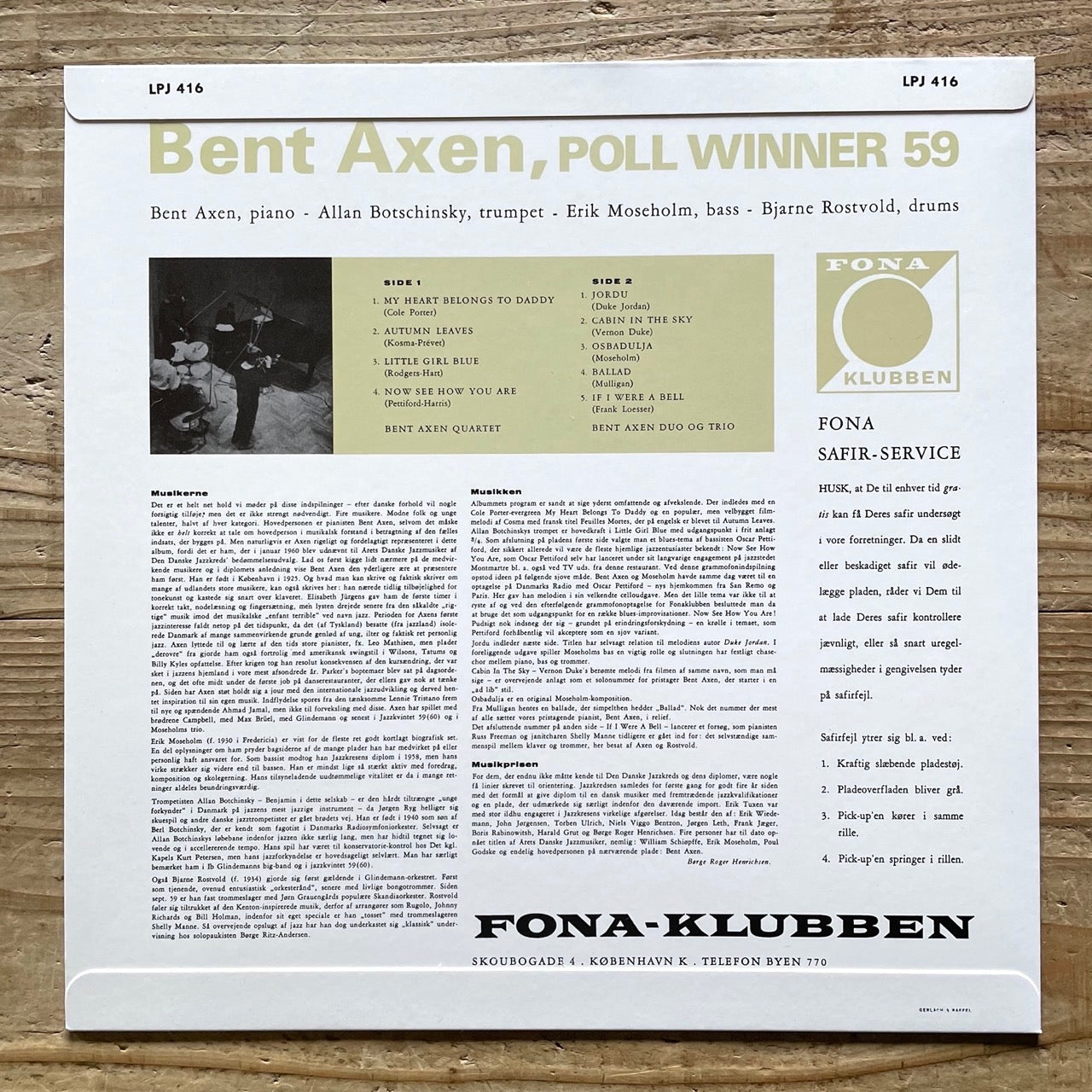 BENT AXEN / POLL WINNER 59 on Danish Fona - Japan Sawano reissue NM