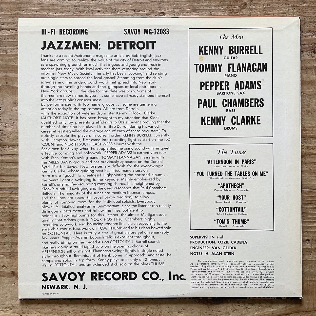 KENNY CLARKE, KENNY BURRELL / JAZZMEN DETROIT on Savoy - Japan King LP MGJ-12083