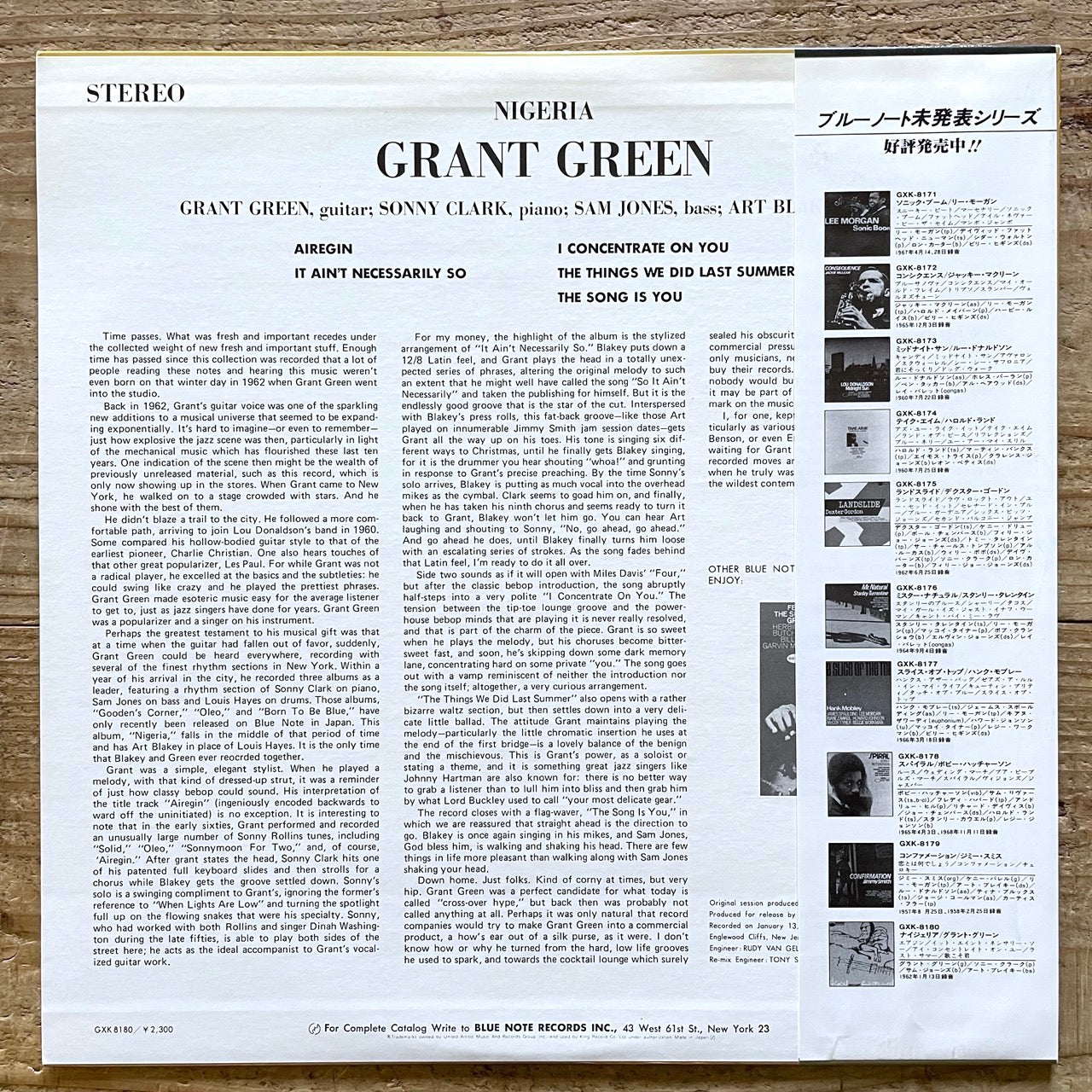 GRANT GREEN / NIGERIA - Japan Blue Note King Original LP GXK-8180 NM