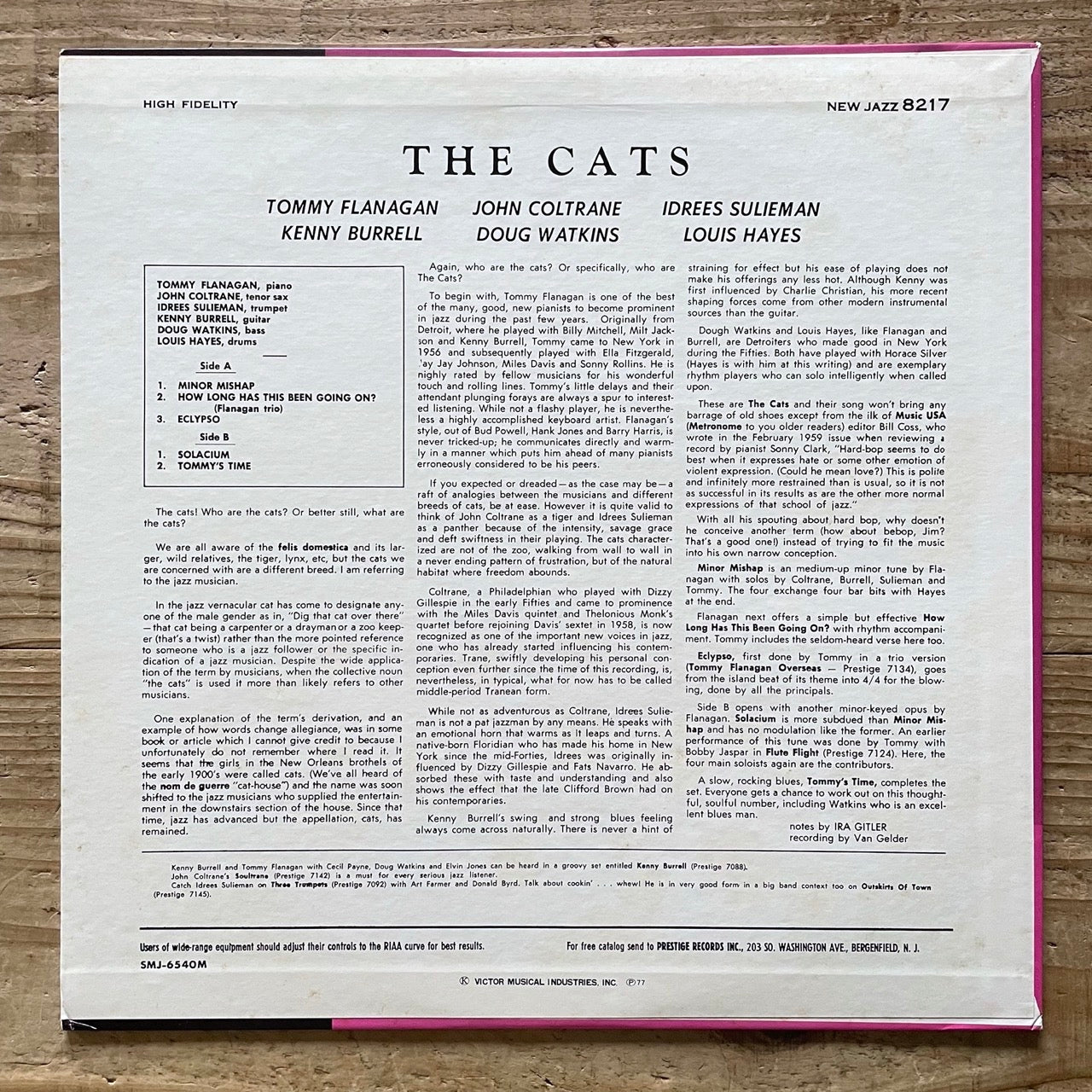 TOMMY FLANAGAN / THE CATS on New Jazz - Japan MONO LP John Coltrane SMJ-6540