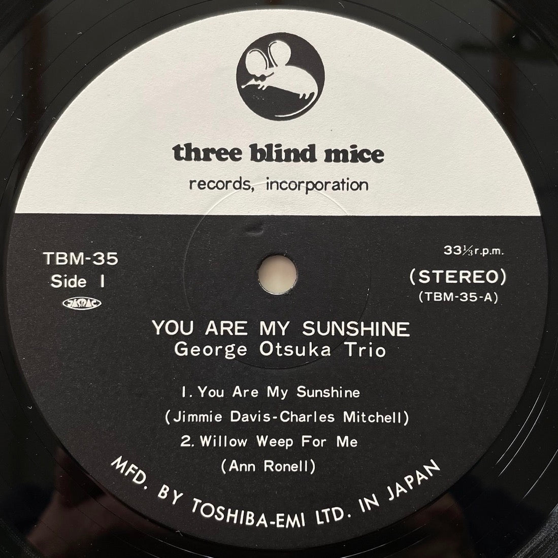 GEORGE OTSUKA TRIO / YOU ARE MY SUNSHINE on TBM - Japan Original LP TBM-35