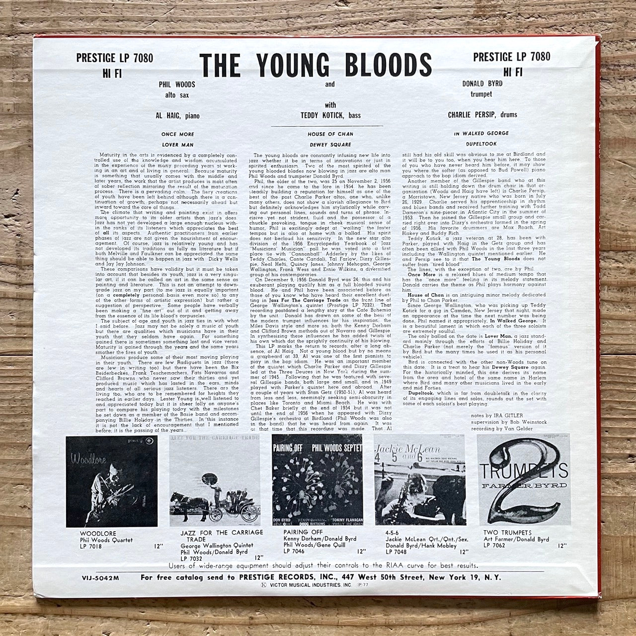 PHIL WOODS & DONALD BYRD / YOUNG BLOODS on Prestige - Japan MONO LP VIJ-5042