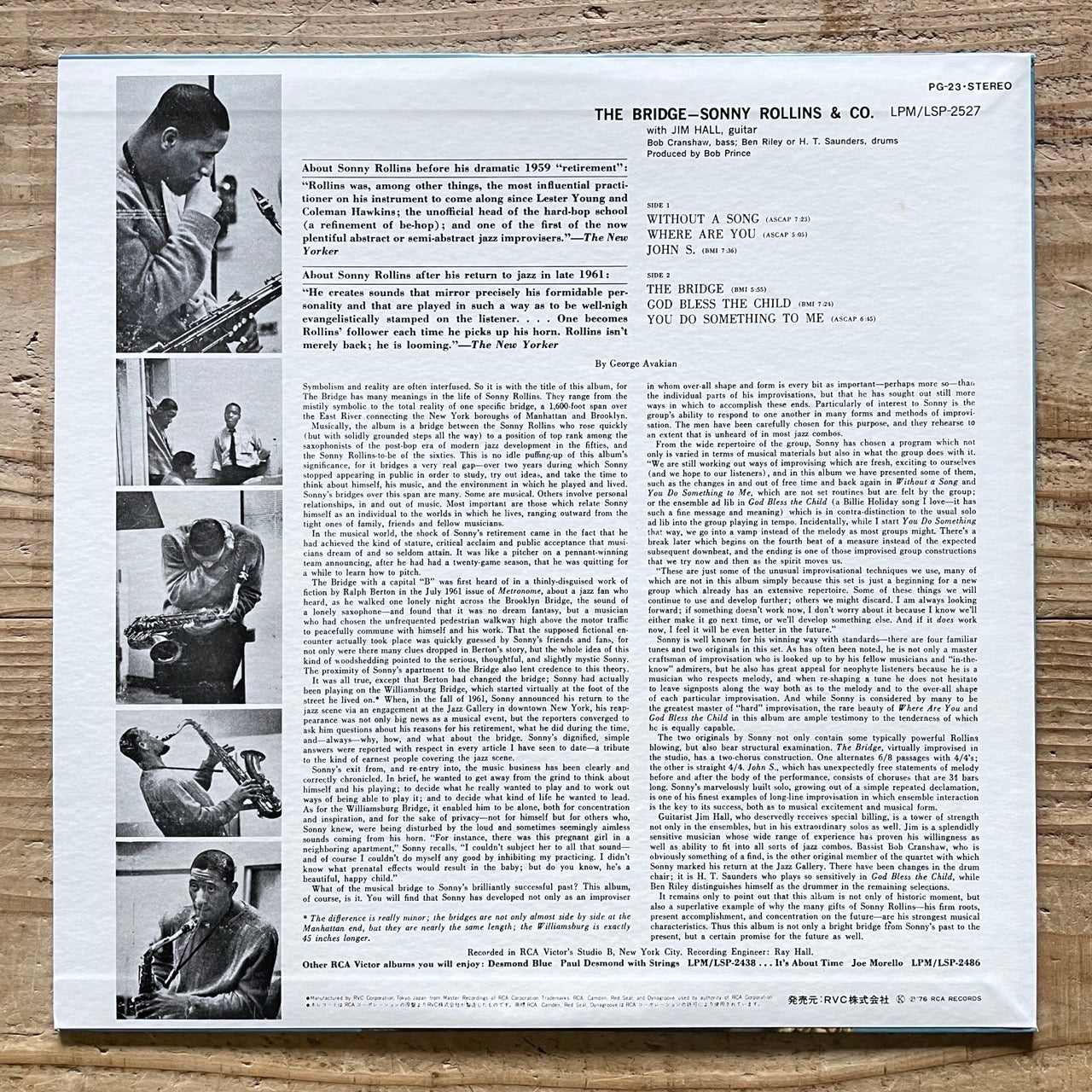 SONNY ROLLINS / THE BRIDGE on RCA - Japan LP NM PG-23