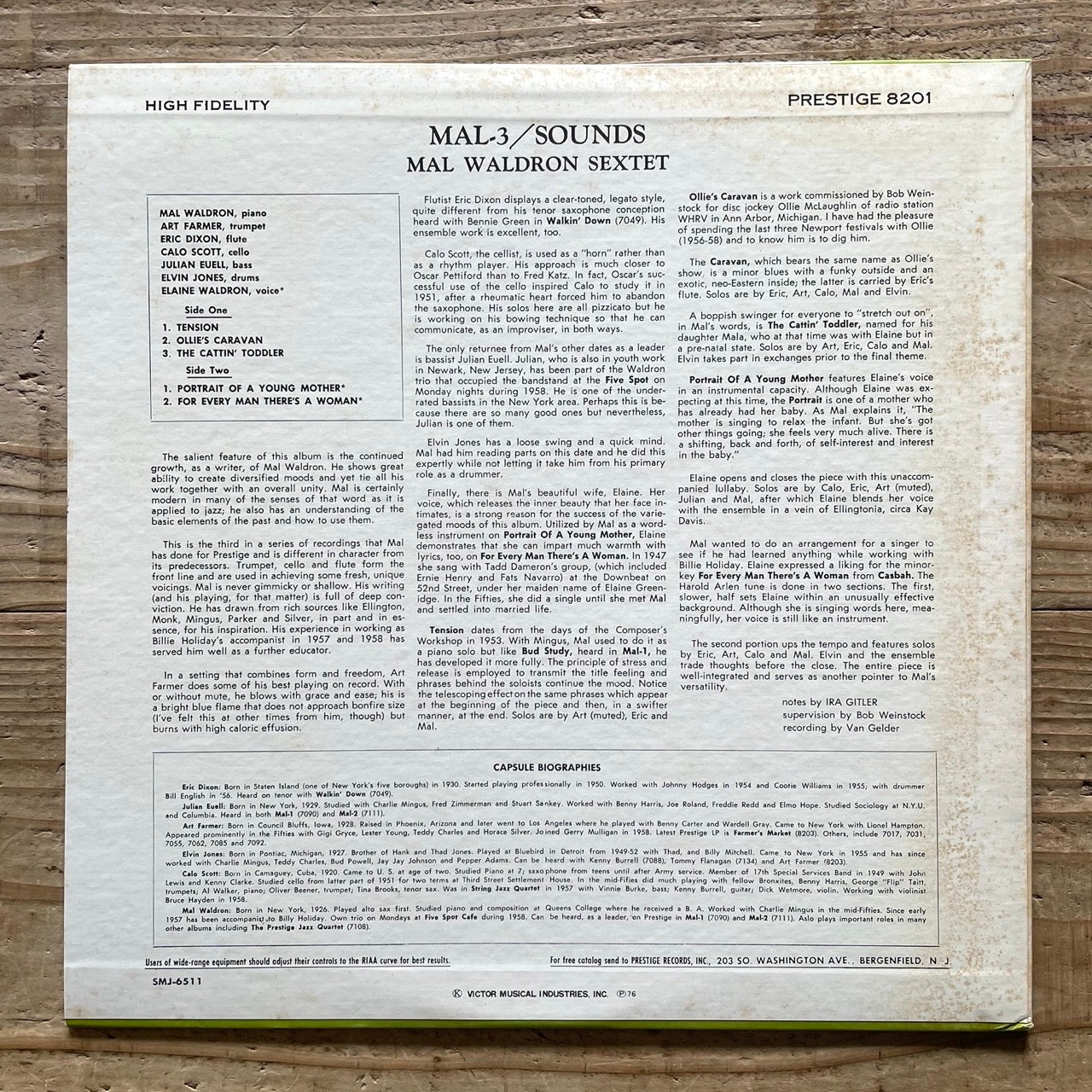 MAL WALDRON SEXTET / MAL/3 on Prestige - Japan LP SMJ-6511