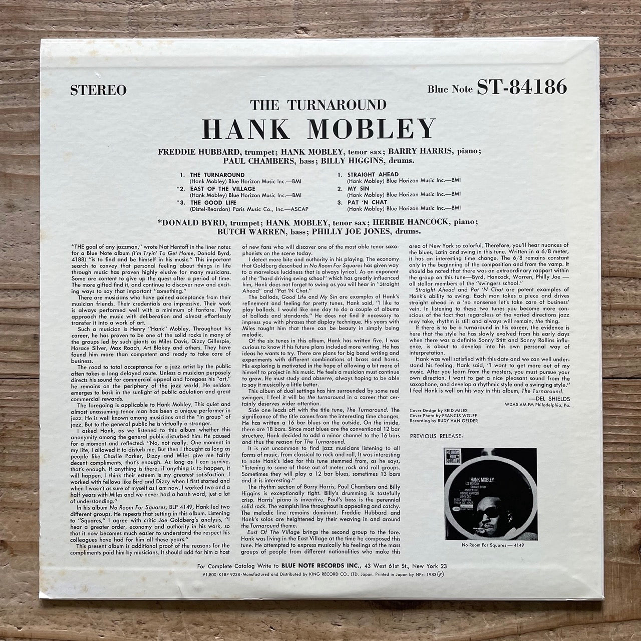 HANK MOBLEY / THE TURNAROUND on Blue Note - Japan King LP K18P-9238