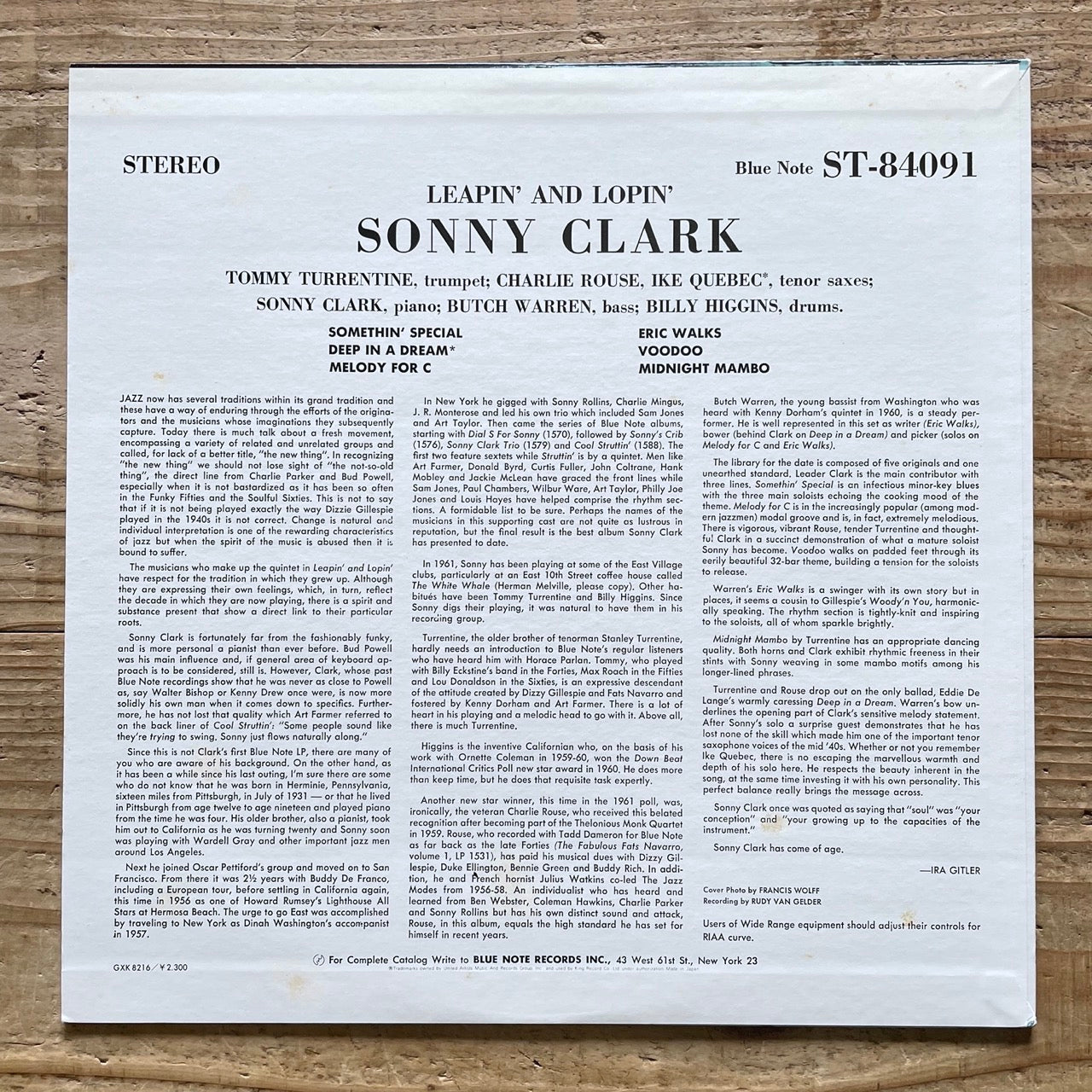 SONNY CLARK / LEAPIN' AND LOPIN' on Blue Note - Japan King LP GXK-8216