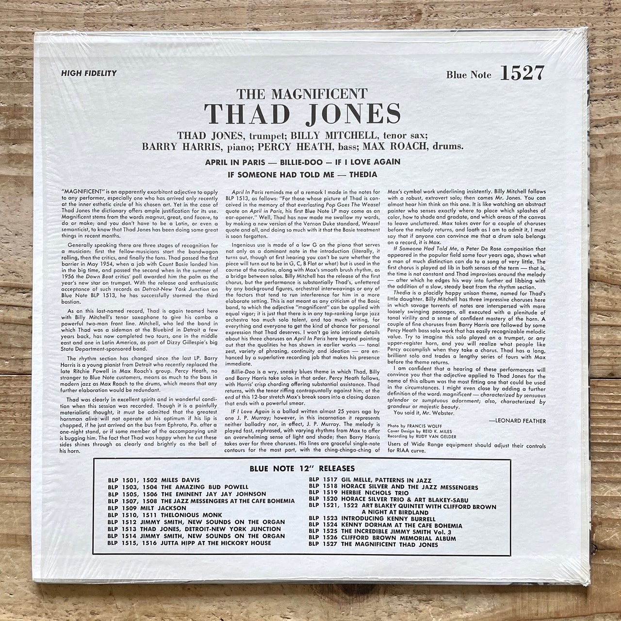 THAD JONES / THE MAGNIFICENT on Blue Note - UA MONO BLP1527