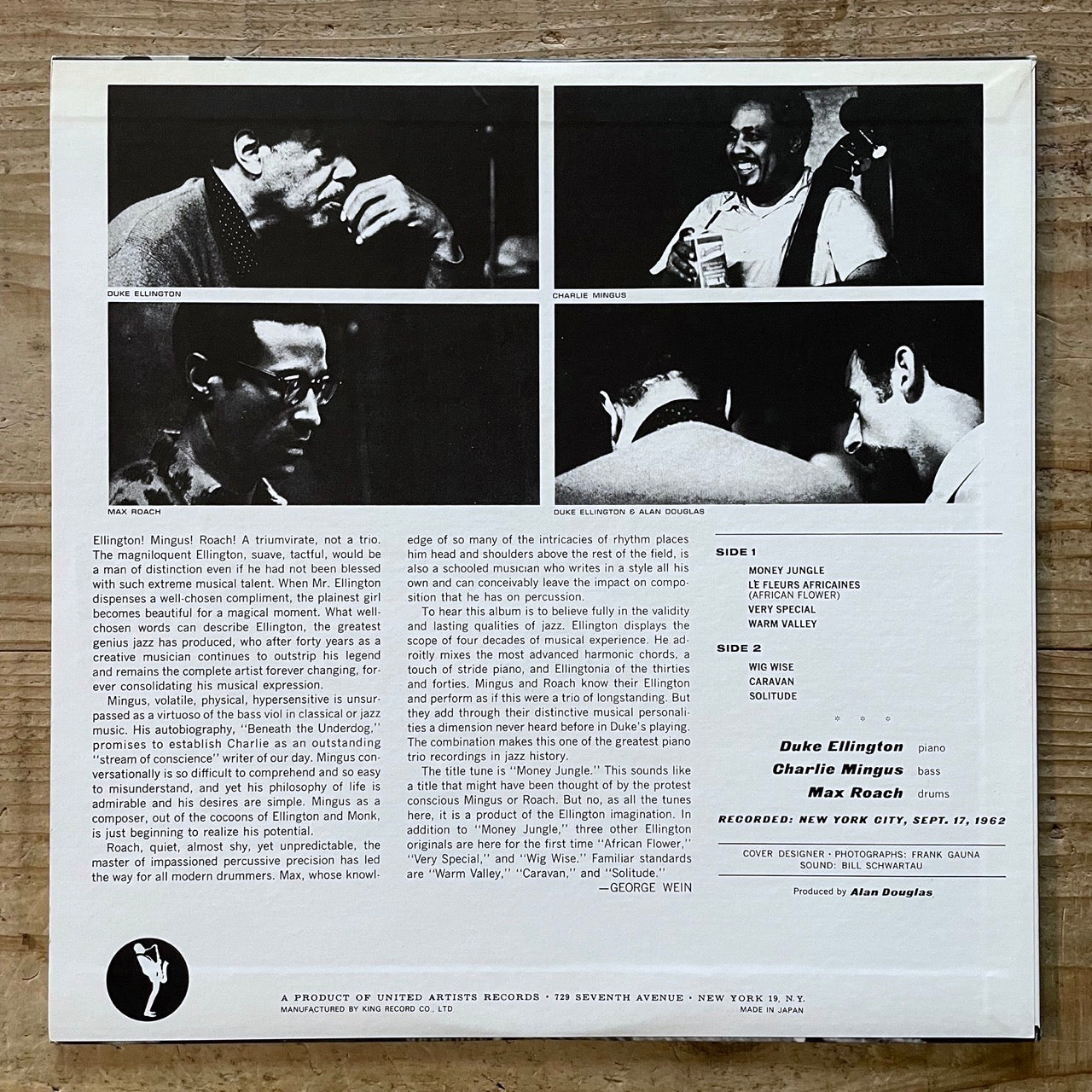 DUKE ELLINGTON - CHARLIE MINGUS - MAX ROACH / MONEY JUNGLE on United Aritsts - Japan King LP NM LAX-3118