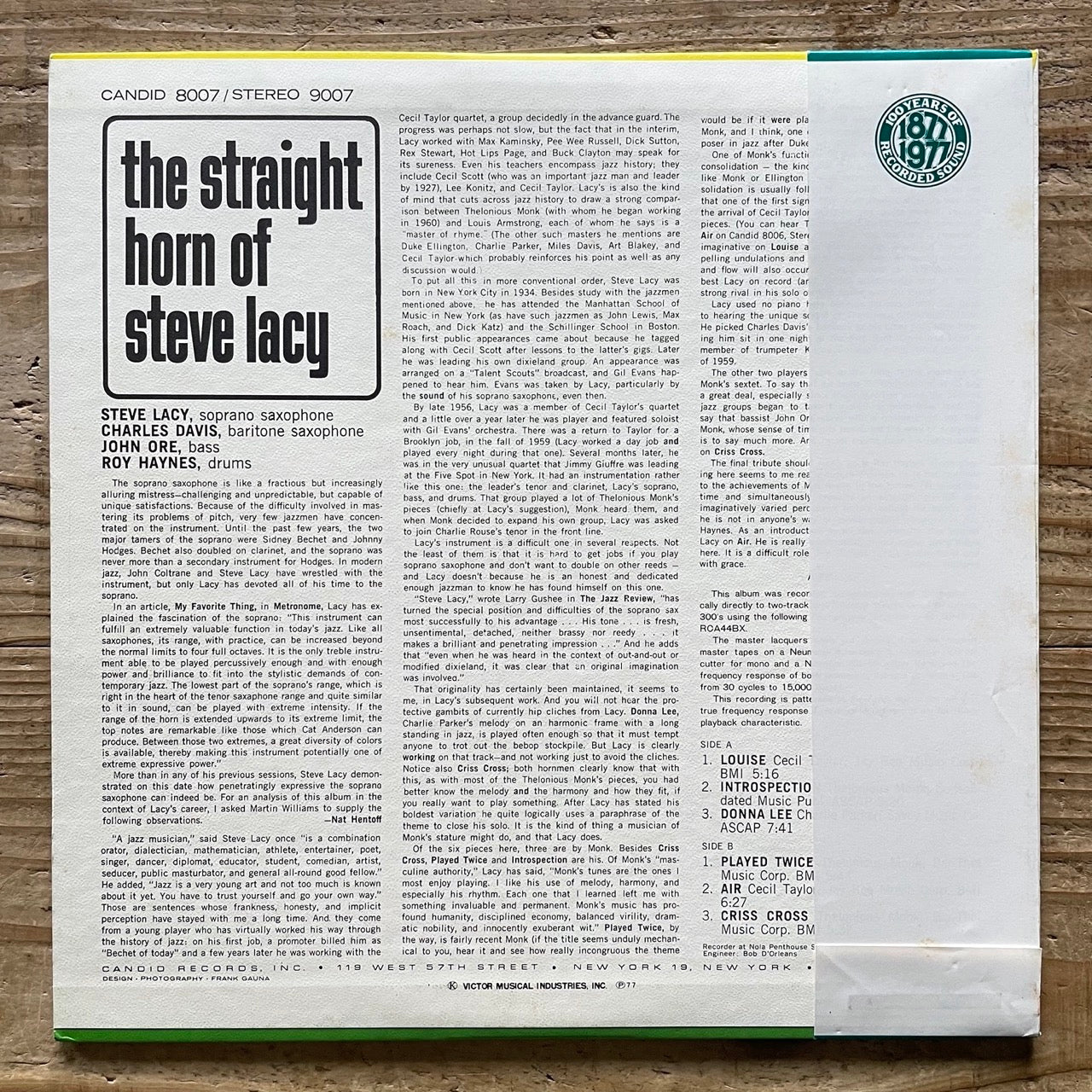 STEVE LACY / THE STRAIGHT HORN OF .. on Candid - Japan Promo LP SMJ-6174 obi