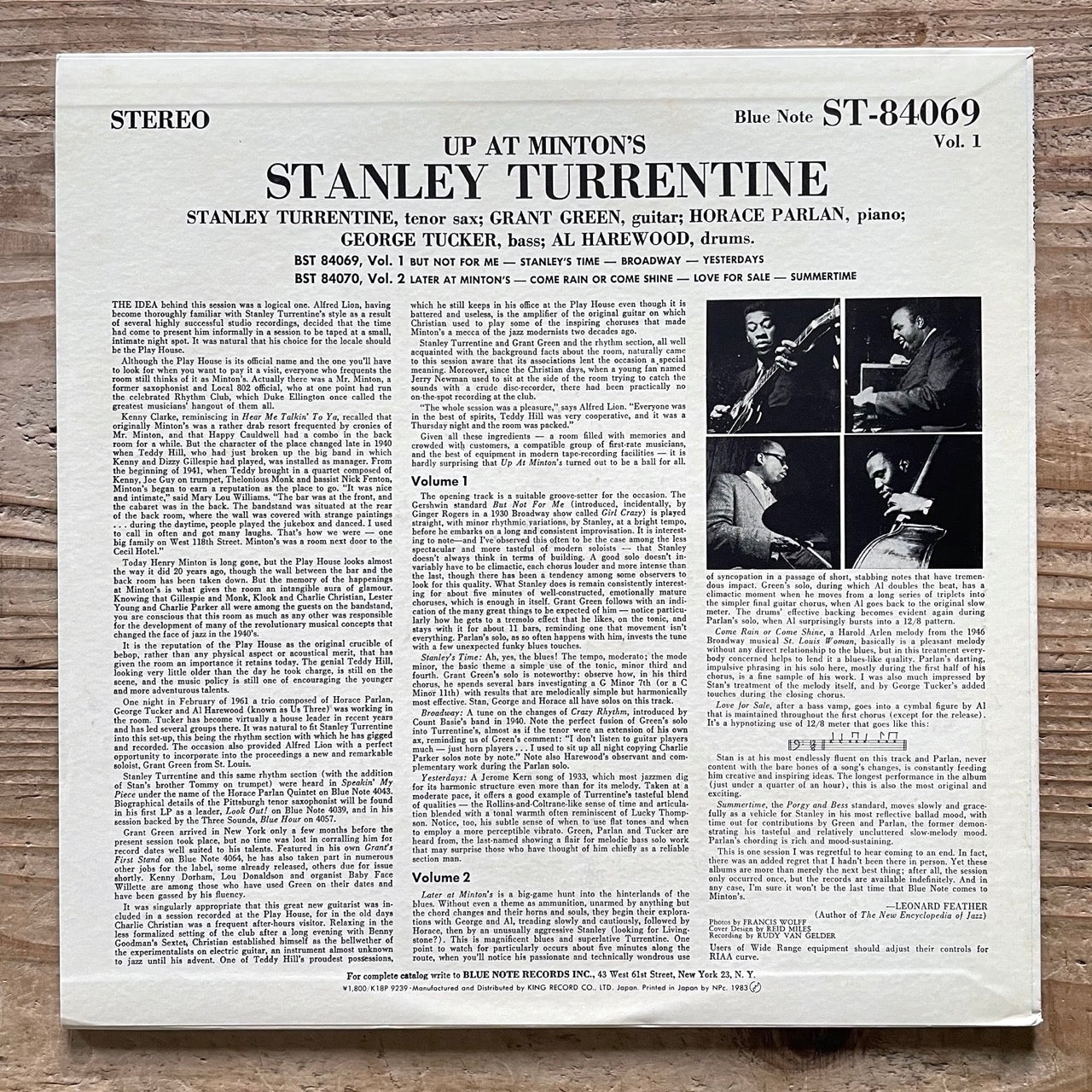 STANLEY TURRENTINE / UP AT MINTON'S VOL.1 on Blue Note - Japan King LP K18P-9239