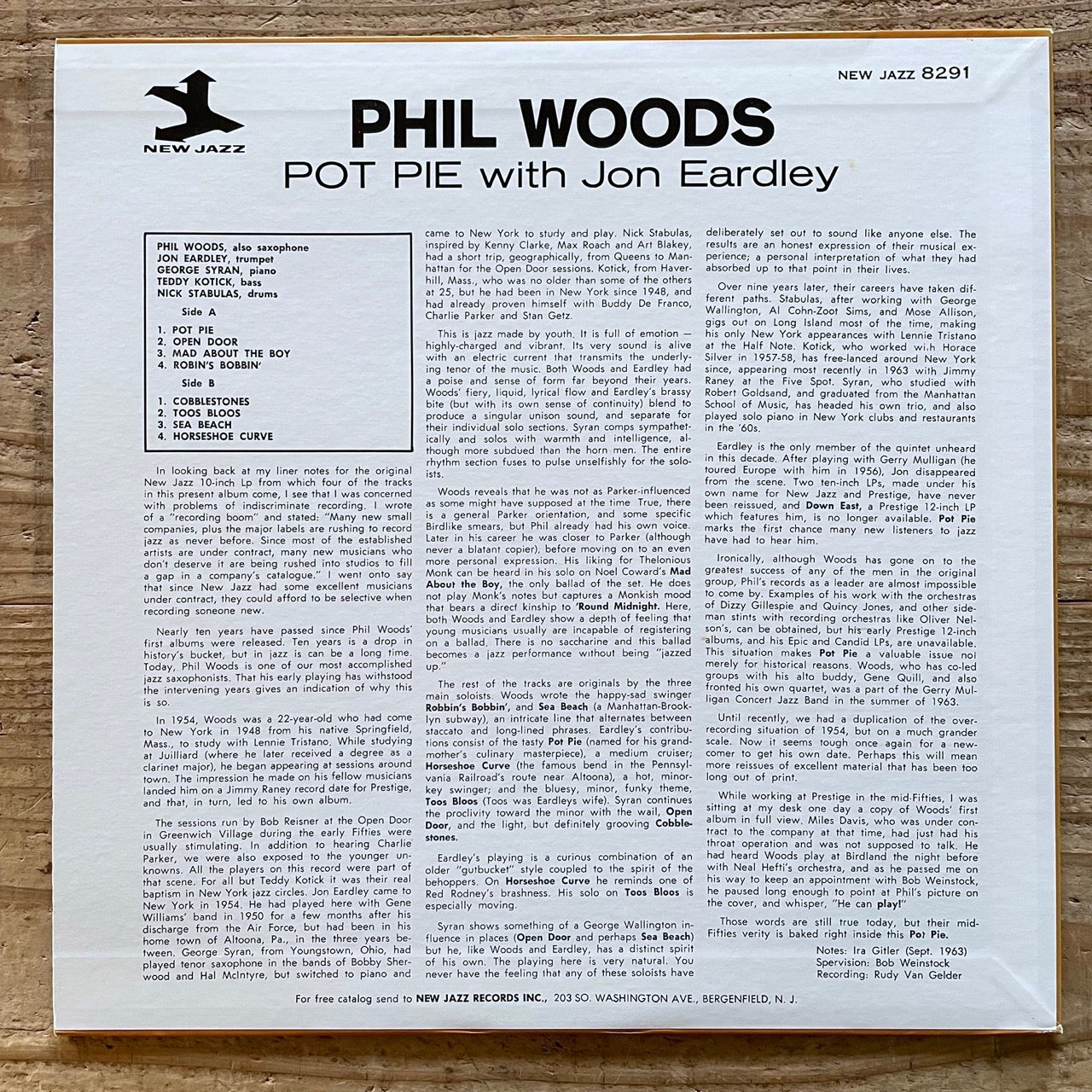 PHIL WOODS with JON EARDLEY / POT PIE on New Jazz - Japan LP VIJJ-30029