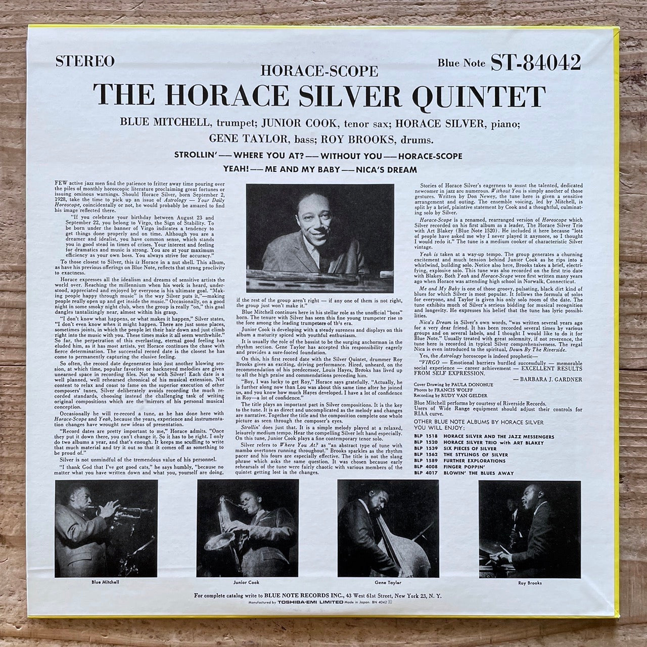 HORACE SILVER QUINTET / HORACE-SCOPE - Blue Note Japan LP BN4042