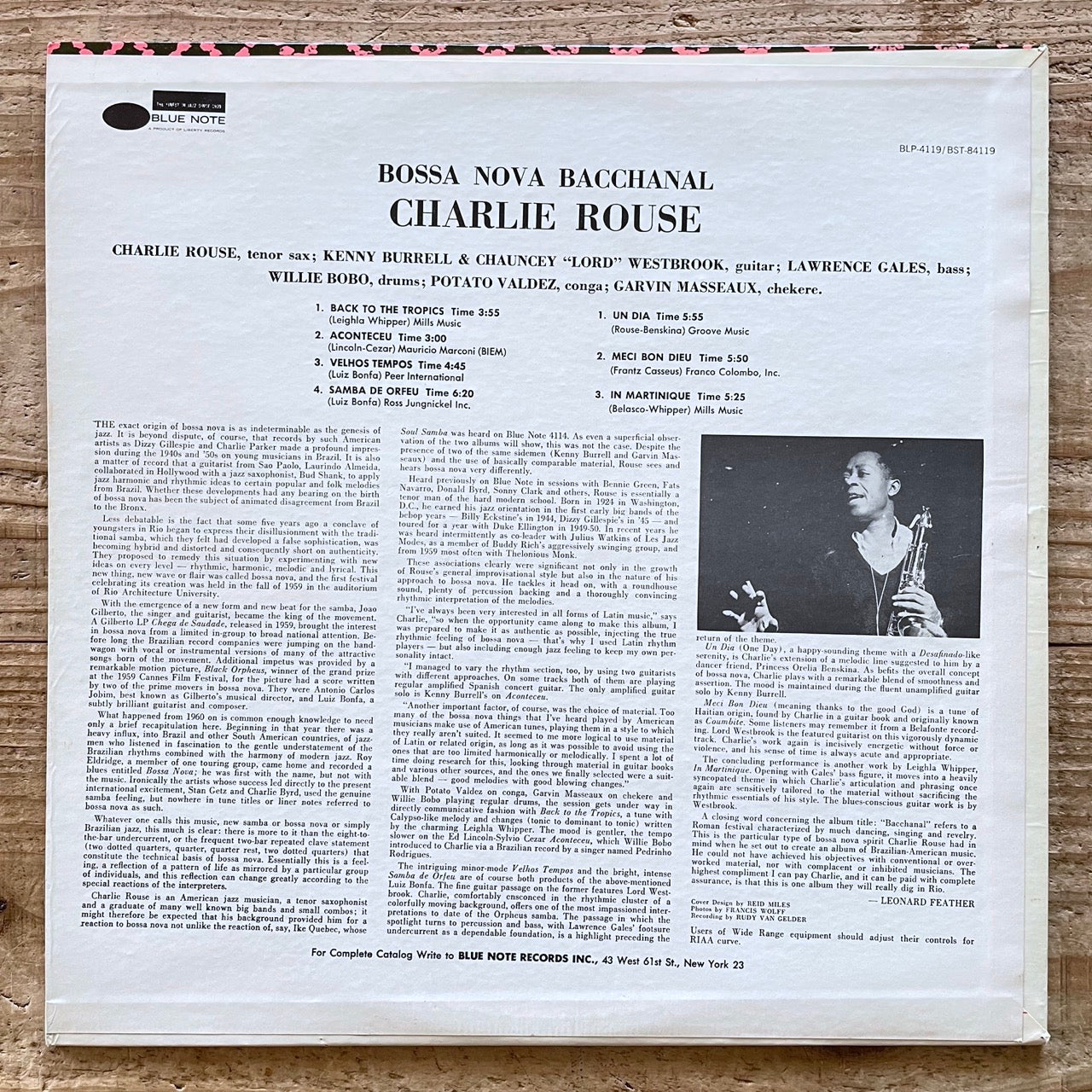 CHARLIE ROUSE / BOSSA NOVA BACCHANAL - US Blue Note Liberty VAN GELDER BST-84119