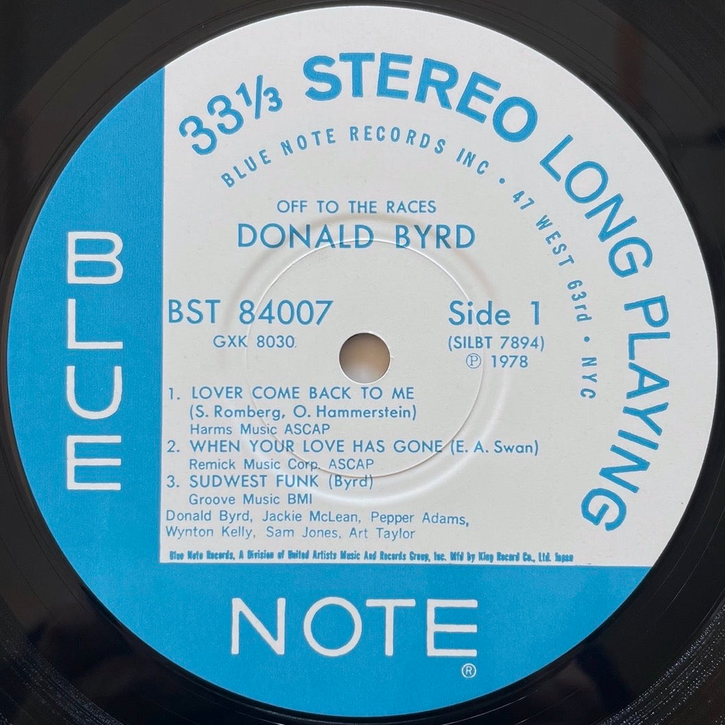 DONALD BYRD / OFF TO THE RACES on Blue Note - Japan King LP GXK-8030