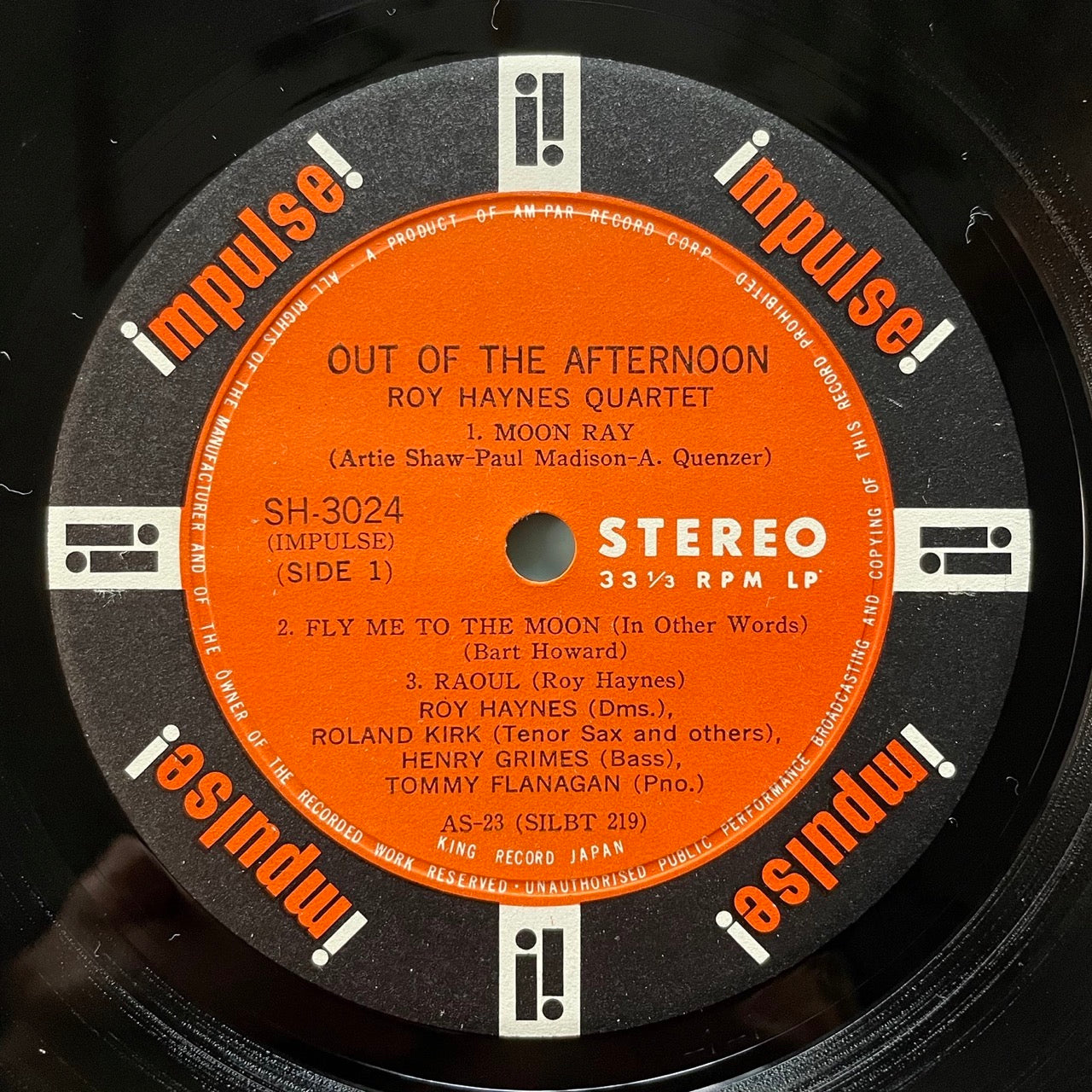 ROY HAYNES QUARTET / OUT OF THE AFTERNOON on Impulse - Japan 1964 DG SH-3024