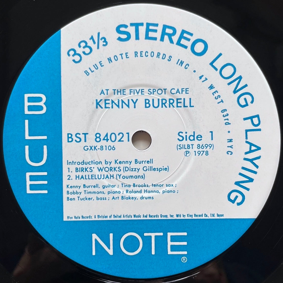 KENNY BURRELL / AT THE FIVE SPOT CAFE - Japan Blue Note King LP NM GXK-8106