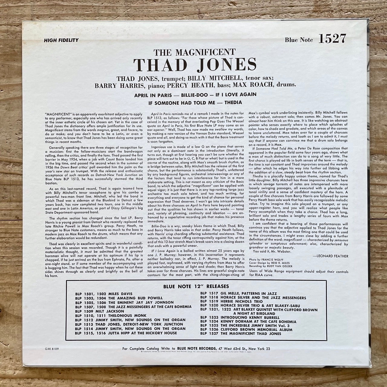 THAD JONES / THE MAGNIFICENT - Japan Blue Note King LP GXK-8109