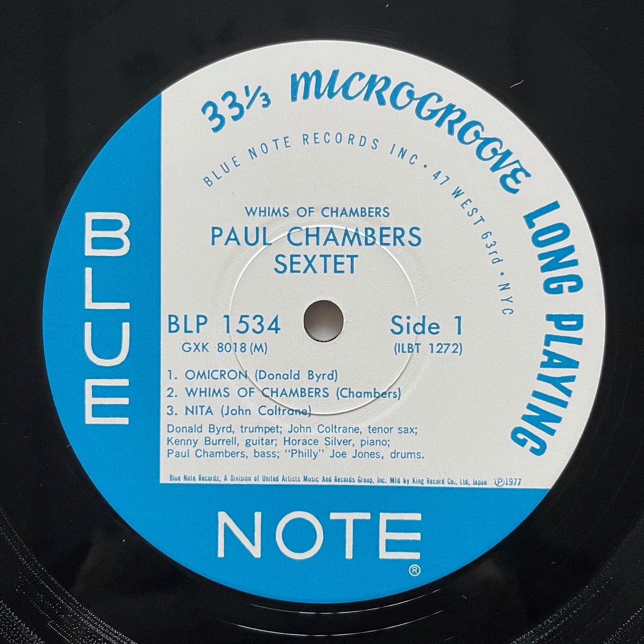 PAUL CHAMBERS SEXTET / WHIMS OF CHAMBERS on Blue Note - Japan King MONO LP GXK-8018