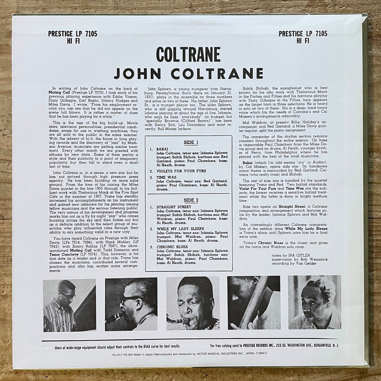 JOHN COLTRANE / COLTRANE on Prestige - Japan LP NM VIJ-217 Sahib Shihab