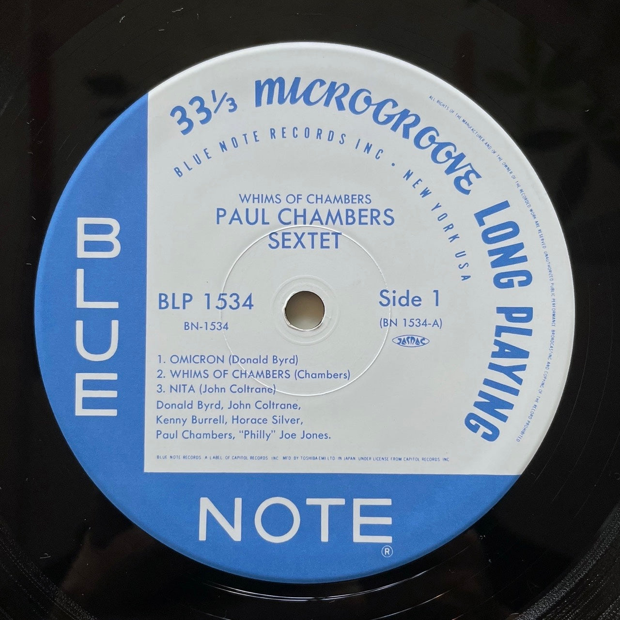 PAUL CHAMBERS SEXTET / WHIMS OF CHAMBERS on Blue Note BLP1534 - Japan MONO LP NM