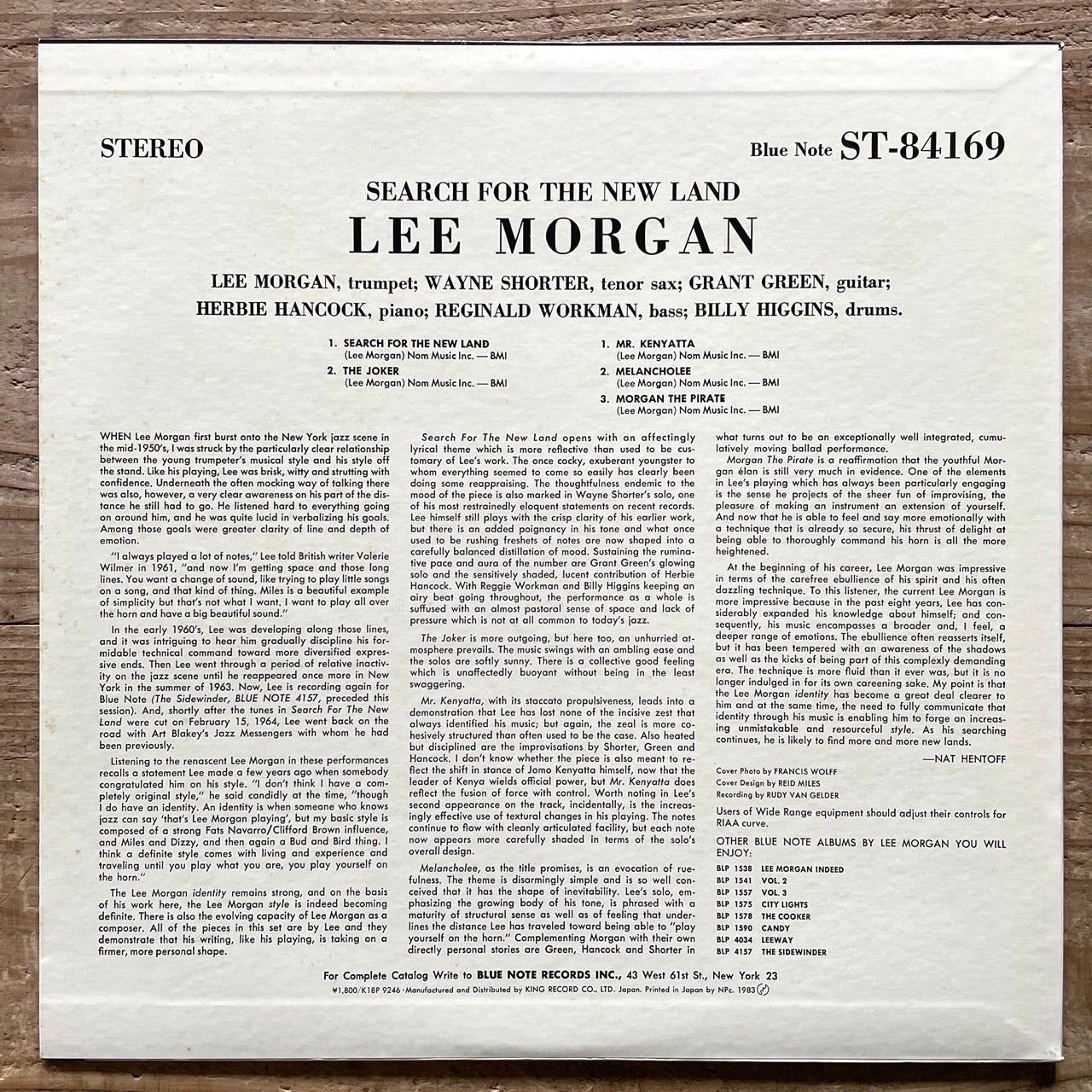 LEE MORGAN / SEARCH FOR THE NEW LAND on Blue Note - Japan King LP K18P-9246