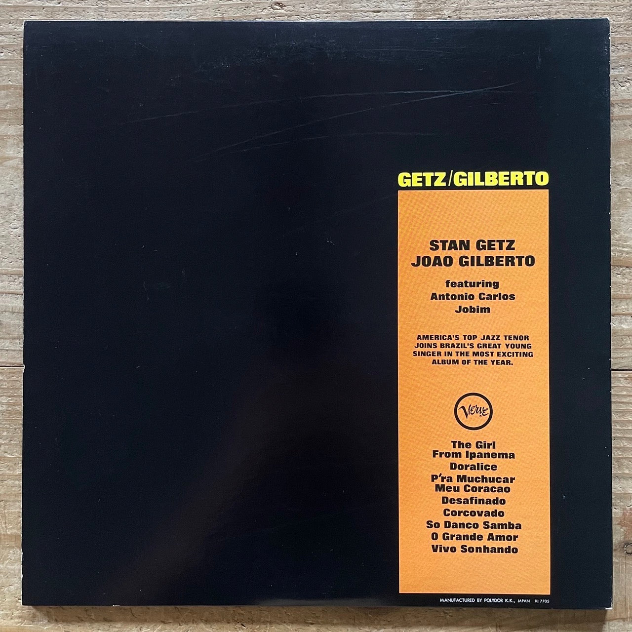 STAN GETZ - JOAO GILBERTO feat. ANTONIO CARLOS JOBIM / GETZ/GILBERTO on Verve - Japan GF LP MV2099