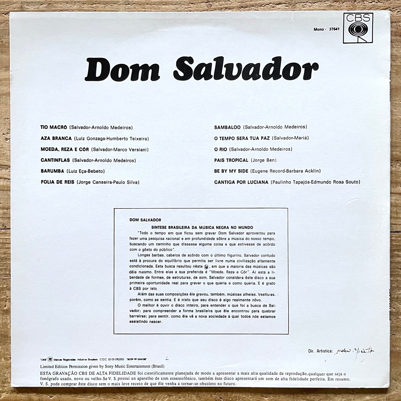 DOM SALVADOR on CBS 1969 - Brazil Bossa Soul Funk LP reissue