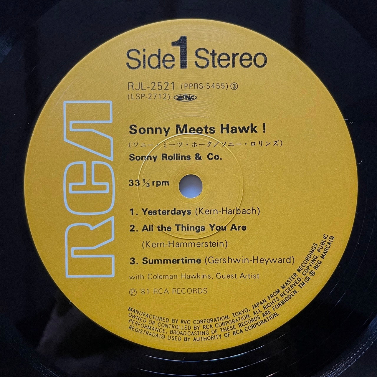 SONNY ROLLINS AND COLEMAN HAWKINS / SONNY MEETS HAWK on RCA - Japan LP NM obi RJL-2521