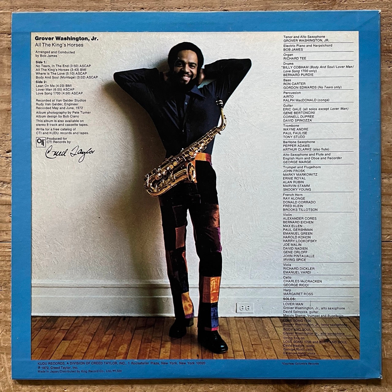 GROVER WASHINGTON, JR. / ALL THE KING'S HORSES on KUDU - Japan LP VAN GELDER LAX-3253