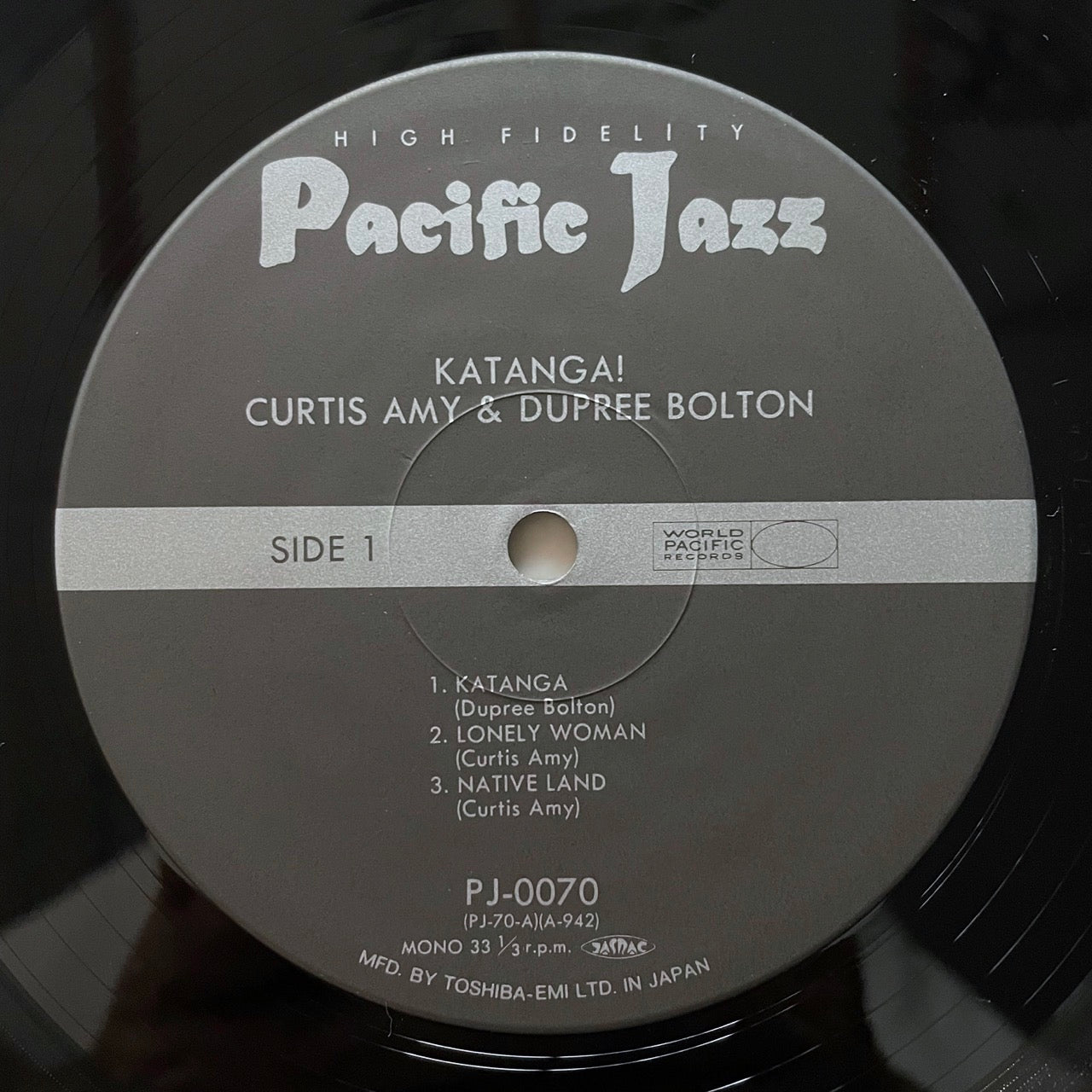 CURTIS AMY / KATANGA! on Pacific Jazz - Japan MONO LP NM PJ-0070