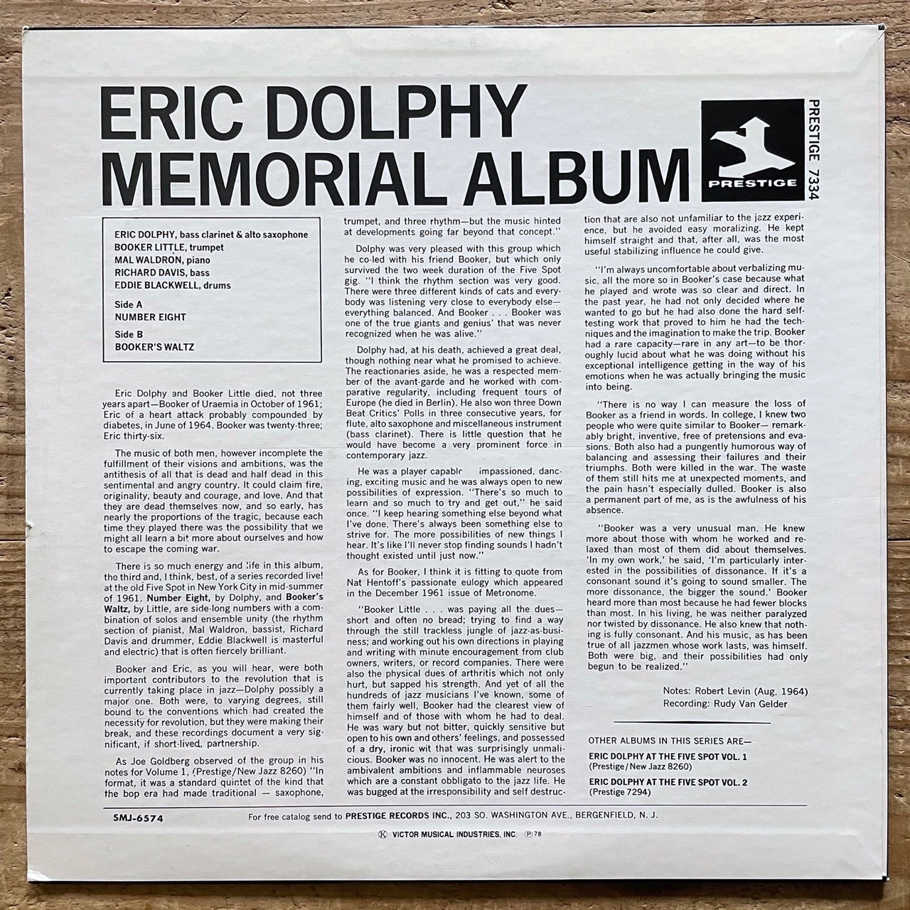 ERIC DOLPHY & BOOKER LITTLE / MEMORIAL ALBUM on Prestige - Japan LP NM SMJ-6574