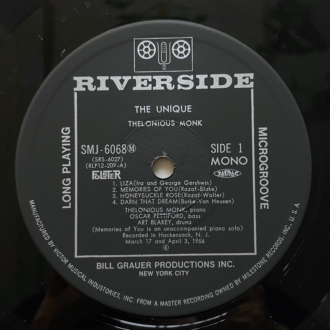 THELONIOUS MONK / THE UNIQUE on Riverside - Japan MONO LP NM SMJ-6068