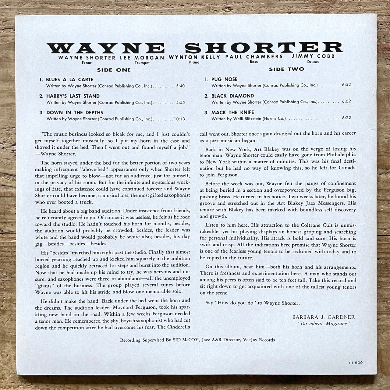 WAYNE SHORTER / INTRODUCING on Vee-Jay - Japan LP ULS-1659-JY