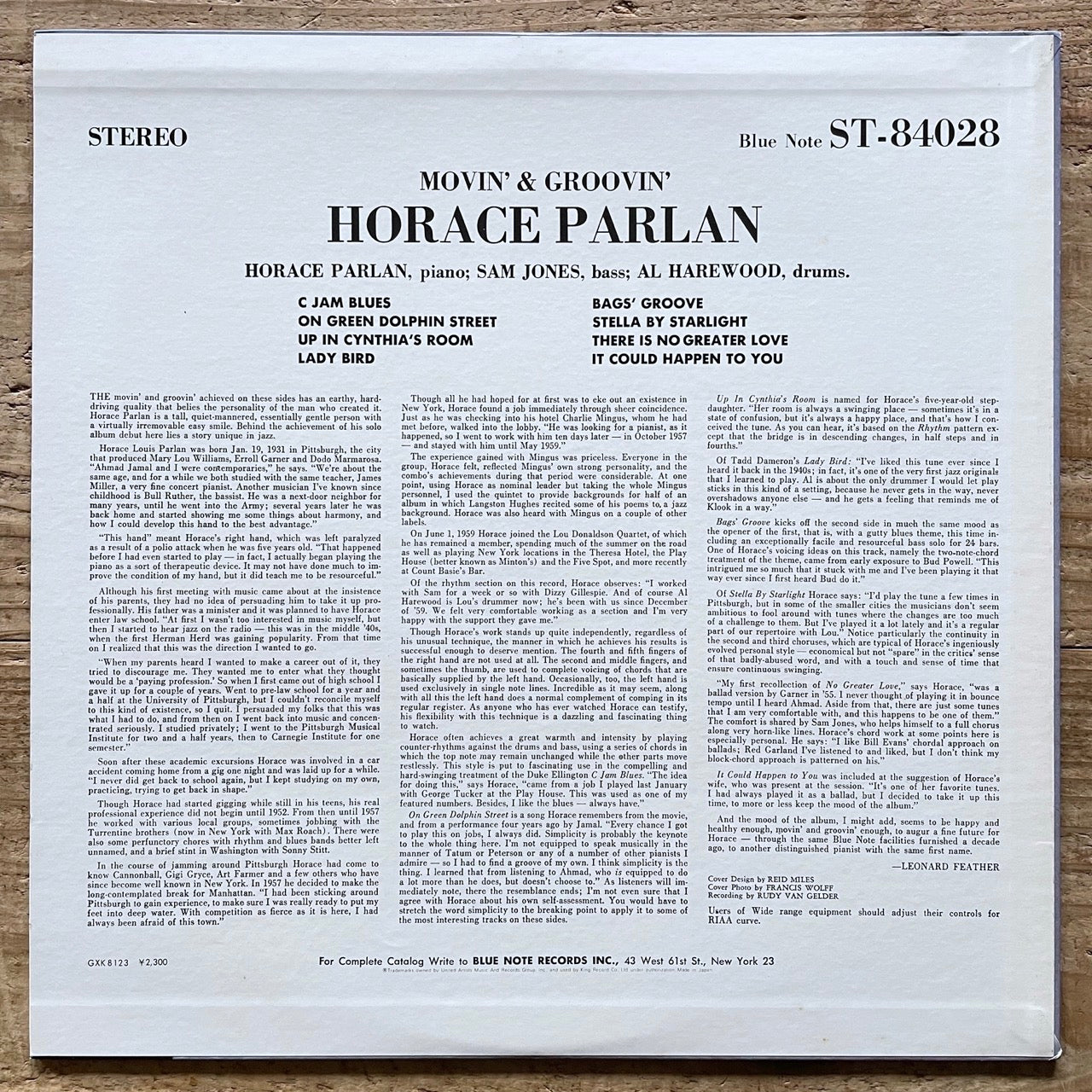 HORACE PARLAN / MOVIN' & GROOVIN' on Blue Note - Japan King LP GXK-8123