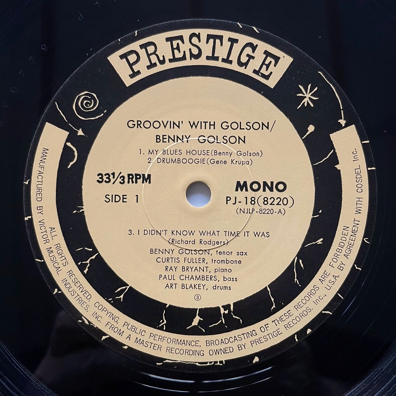 BENNY GOLSON / GROOVIN' WITH GOLSON on New Jazz - Japan Prestige MONO LP PJ-18-8220